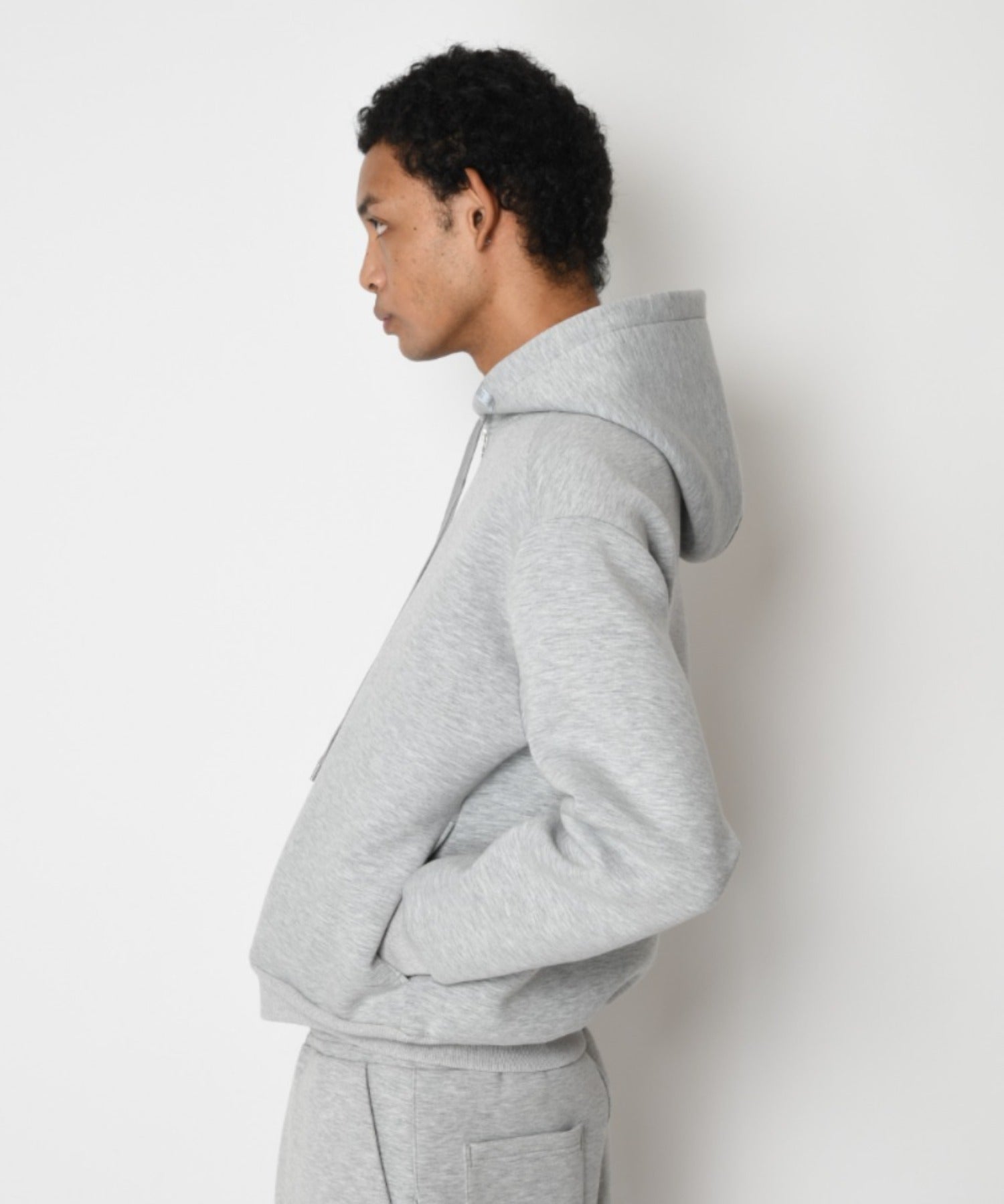 Double-knit Zip-Hoodie (無地) - ash gray
