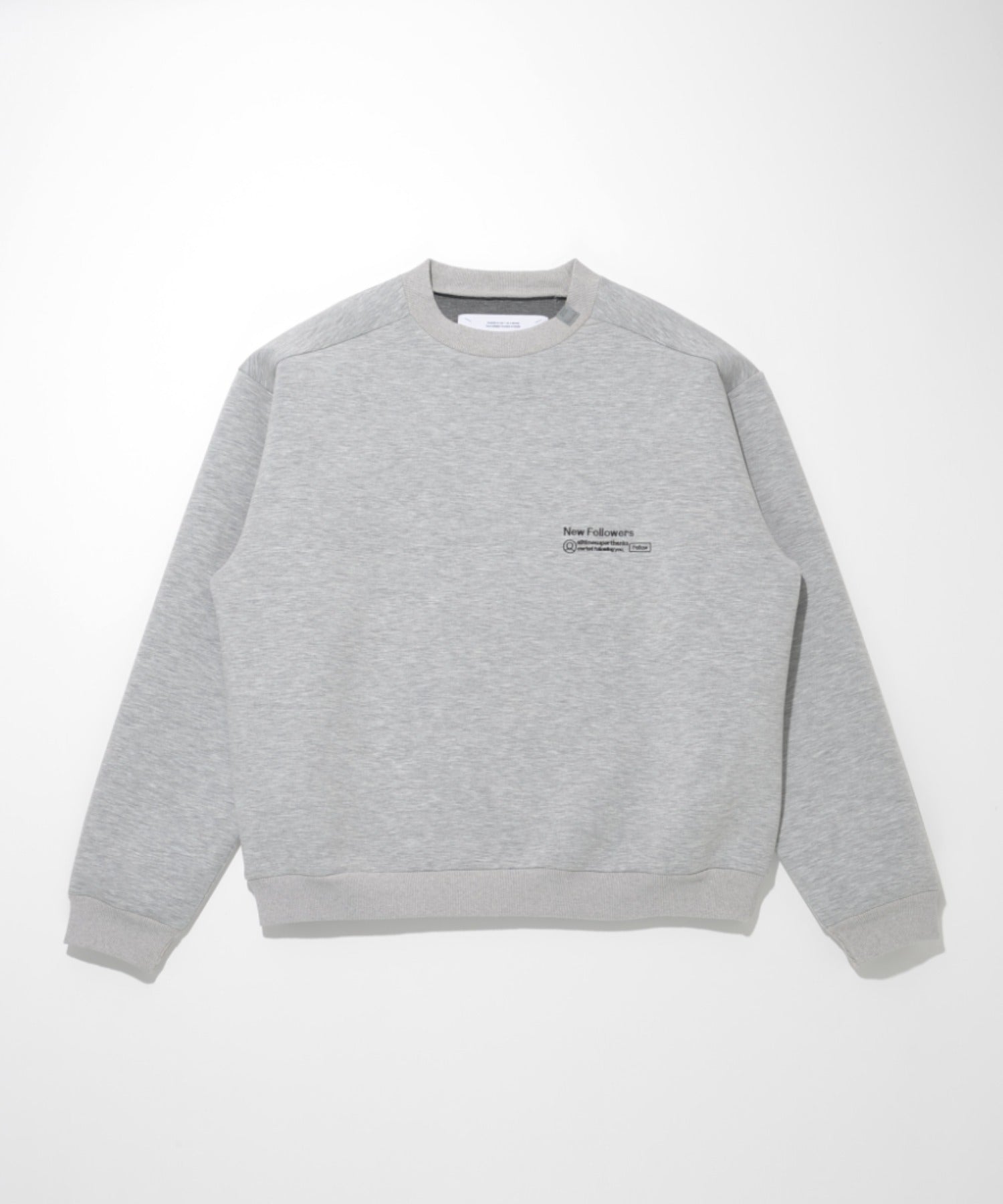 Double-knit Embroidery Crew-neck - ash gray