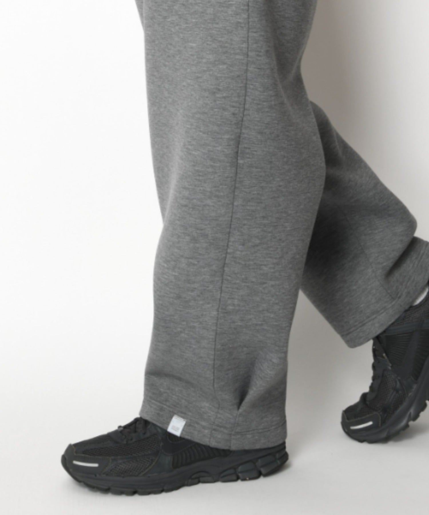 Double-knit Side-tuck Wide Pants (無地) - black