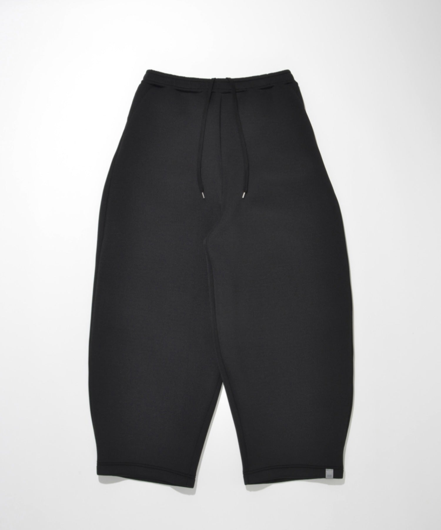 Double-knit Side-tuck Wide Pants (無地) - black