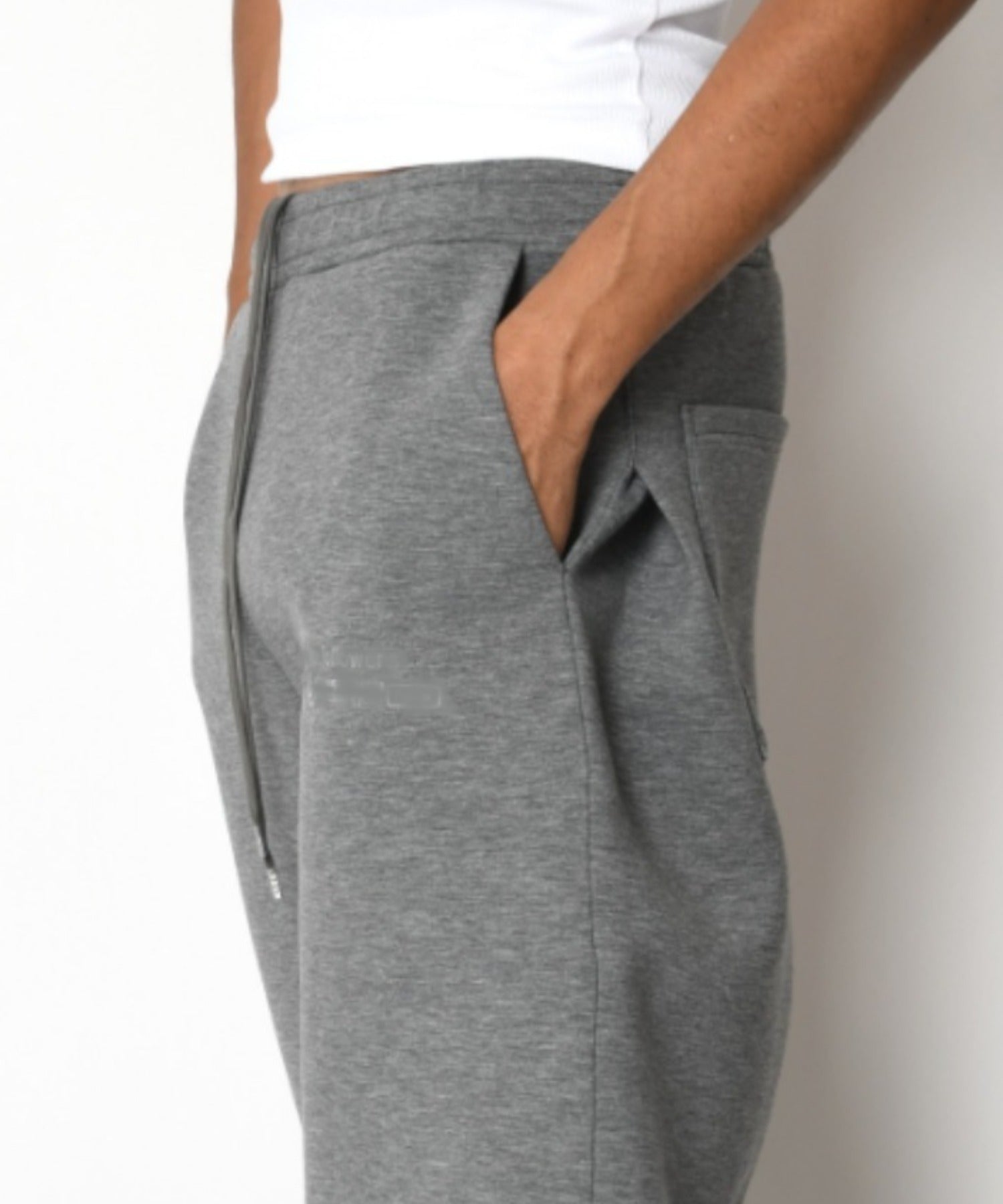 Double-knit Side-tuck Wide Pants (無地) - black