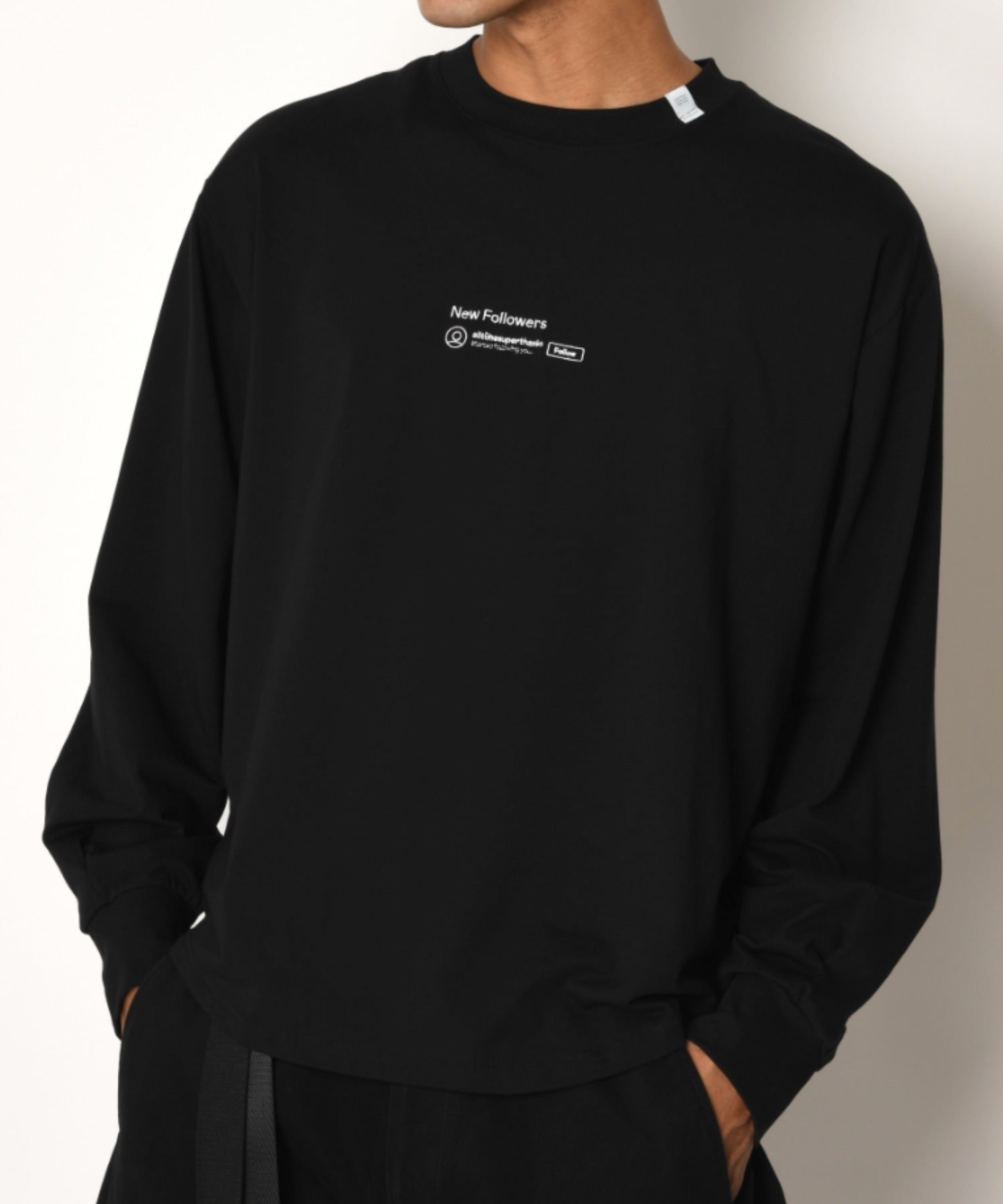 SBY Embroidery Refined L/S T-shirt - black