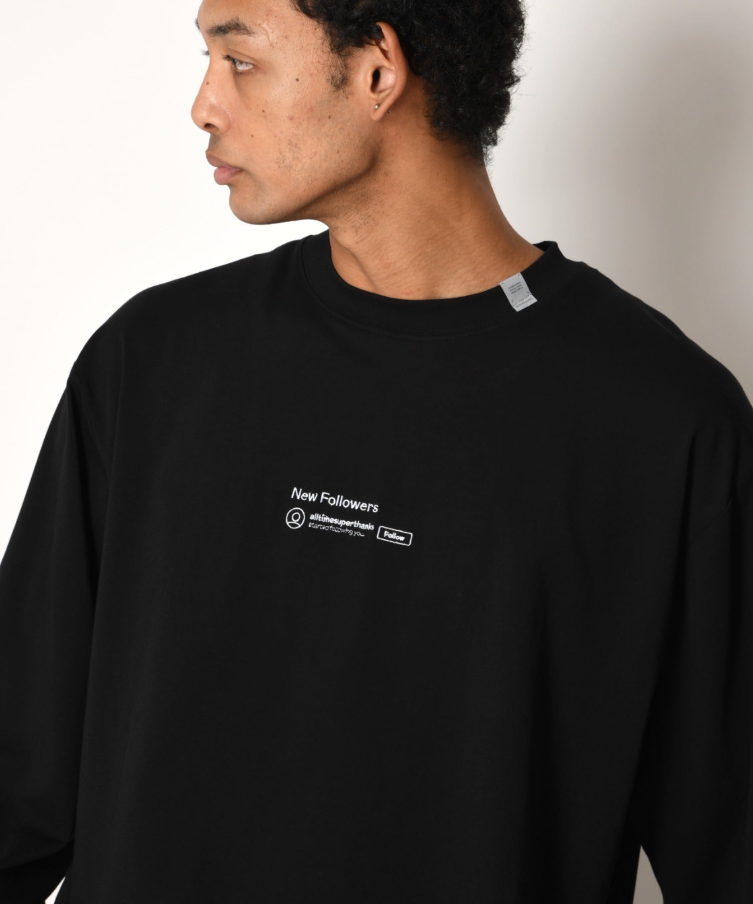 SBY Embroidery Refined L/S T-shirt - black
