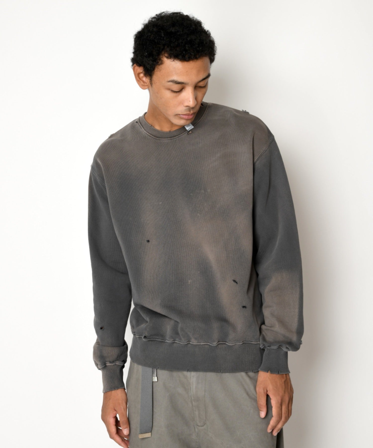 Vintage finishing Crew-neck Sweat - black