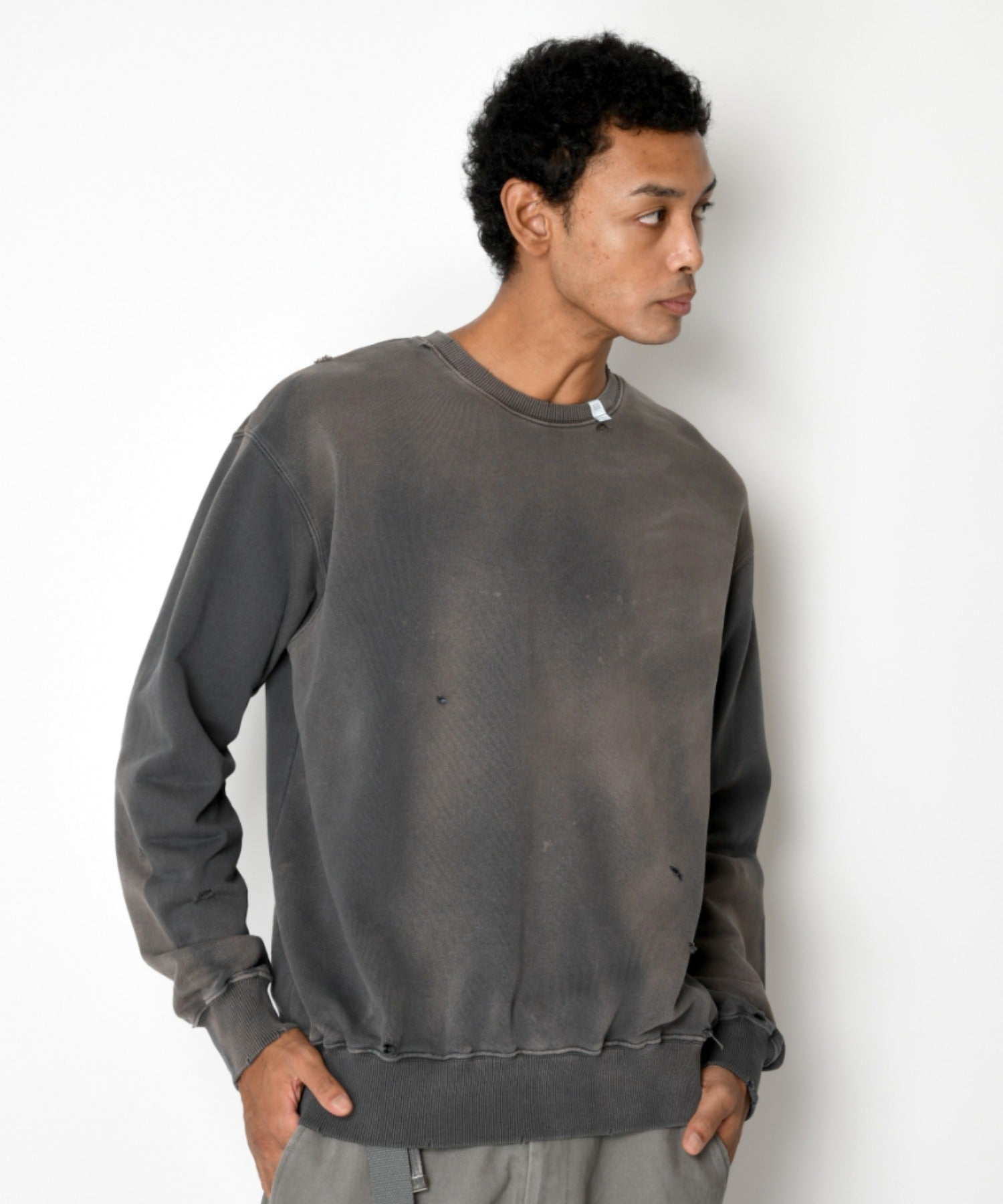 Vintage finishing Crew-neck Sweat - black