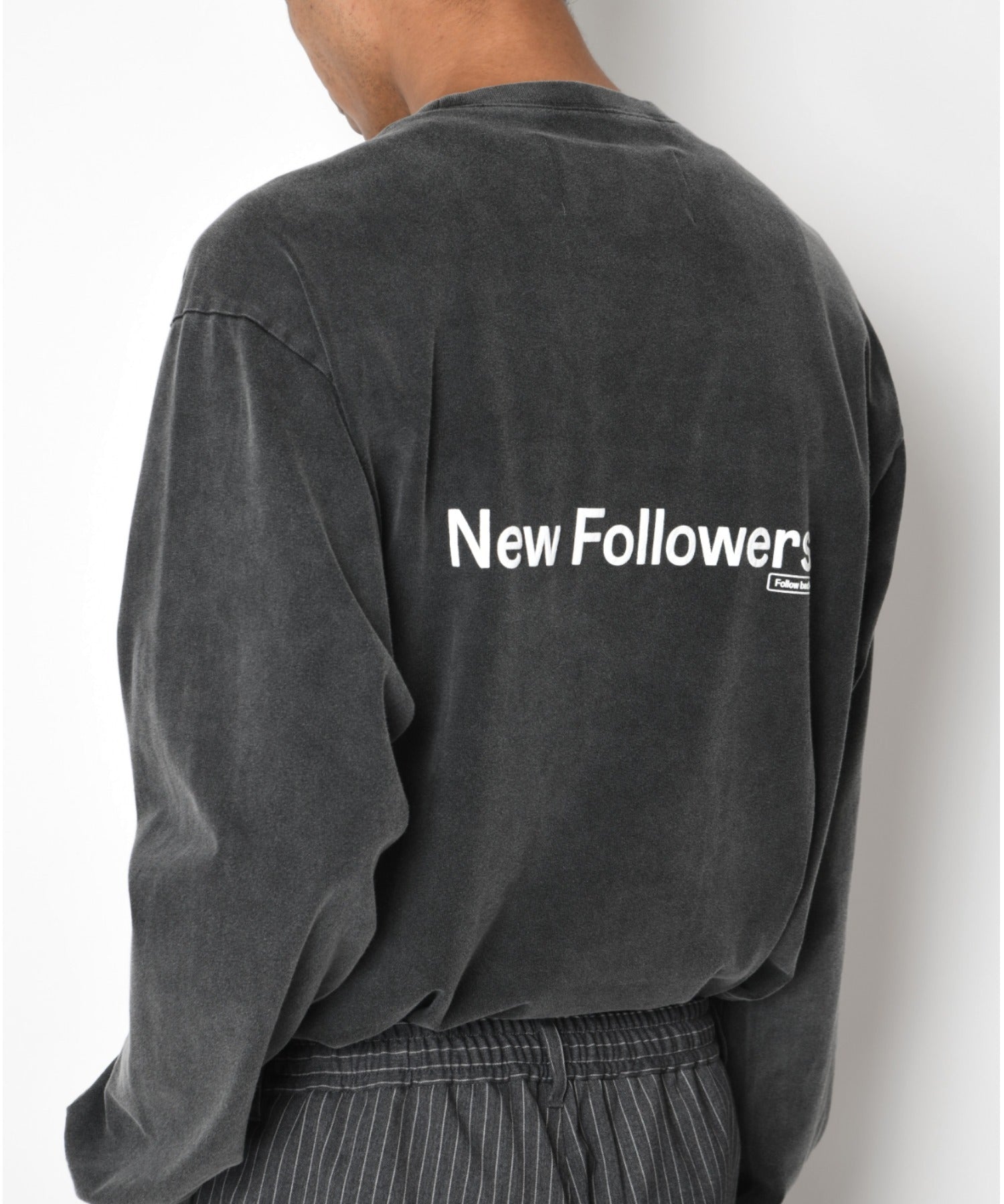 Pigment dyed Print L/S T-shirt - l.black