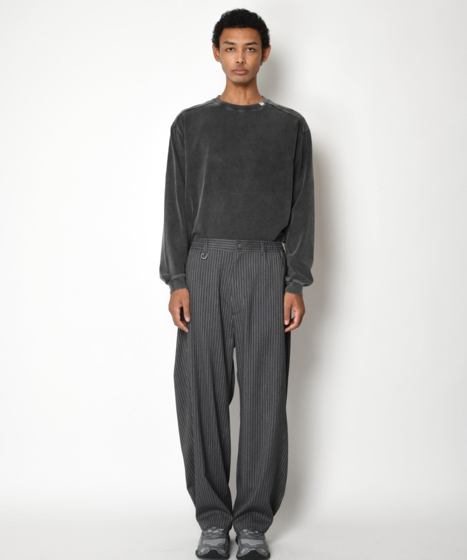 Pigment dyed Print L/S T-shirt - l.black