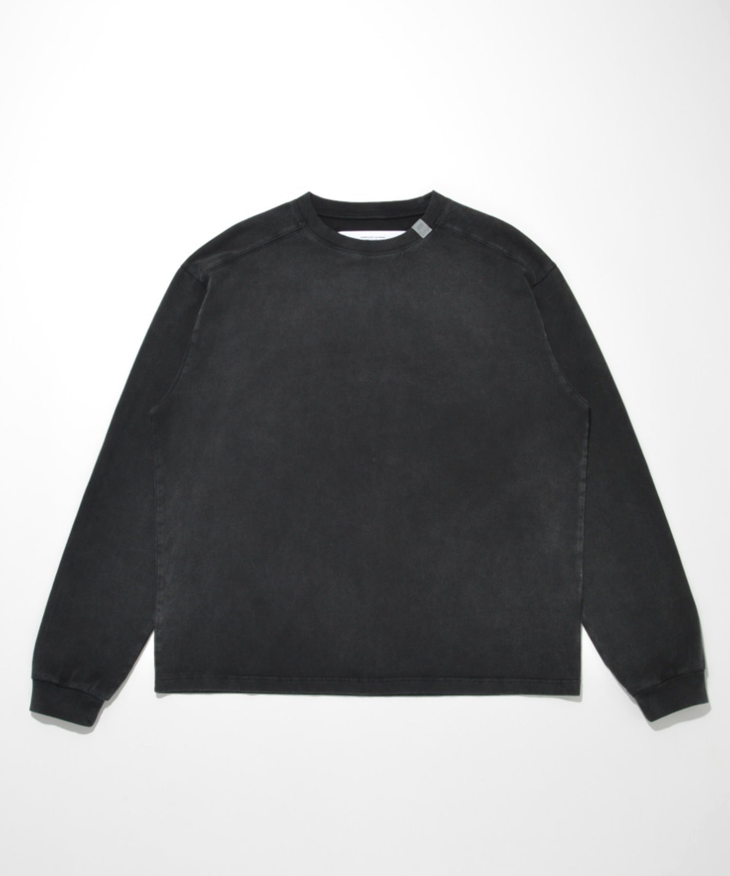 Pigment dyed Print L/S T-shirt - black