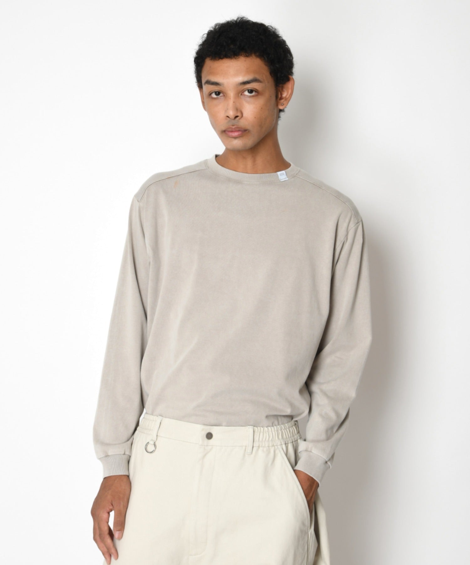 Pigment dyed L/S T-shirt (無地) - black