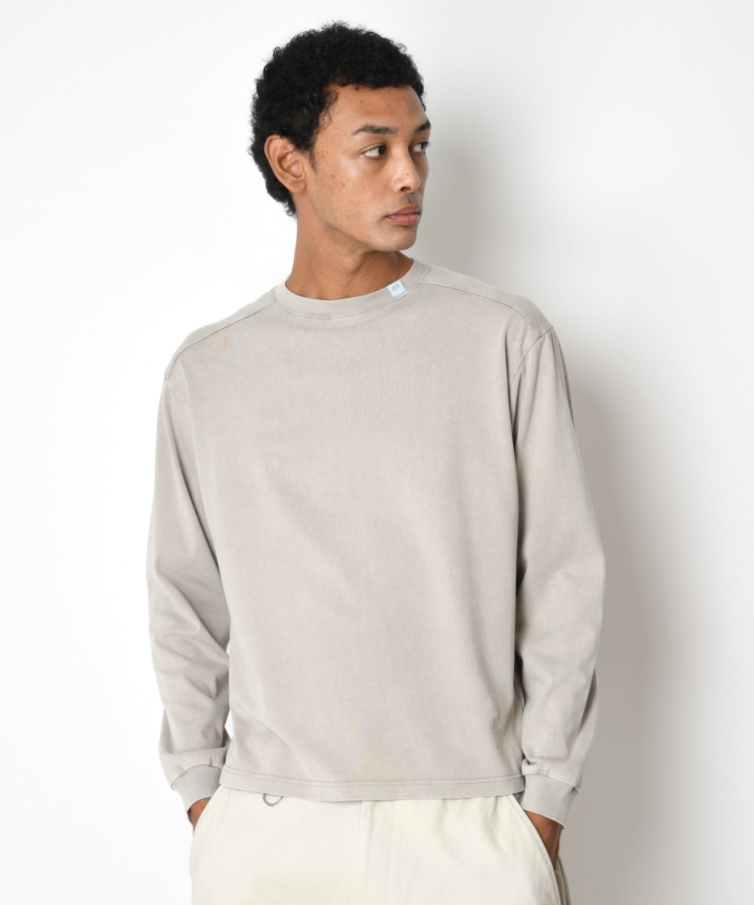 Pigment dyed L/S T-shirt (無地) - l.gray