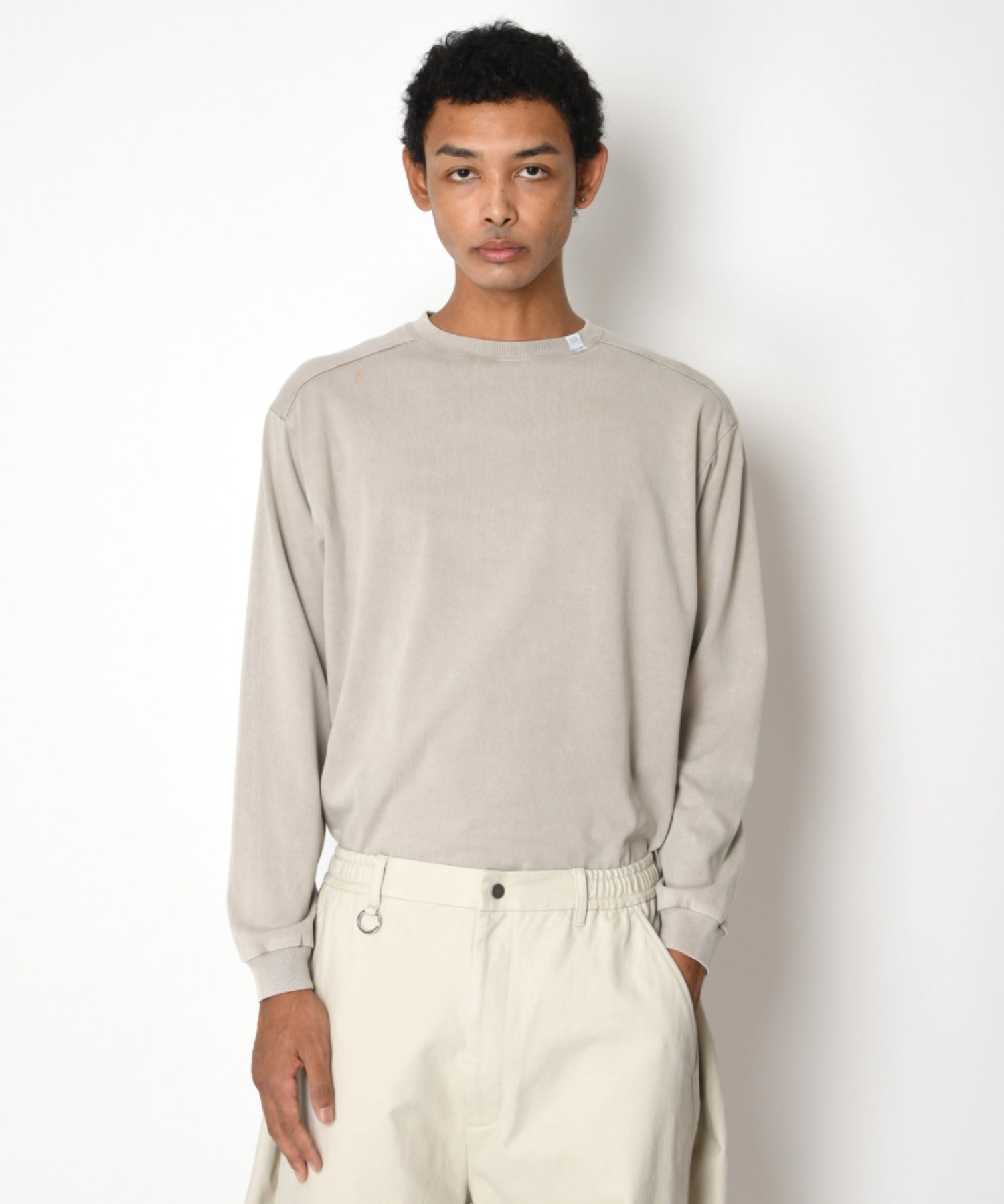 Pigment dyed L/S T-shirt (無地) - l.gray