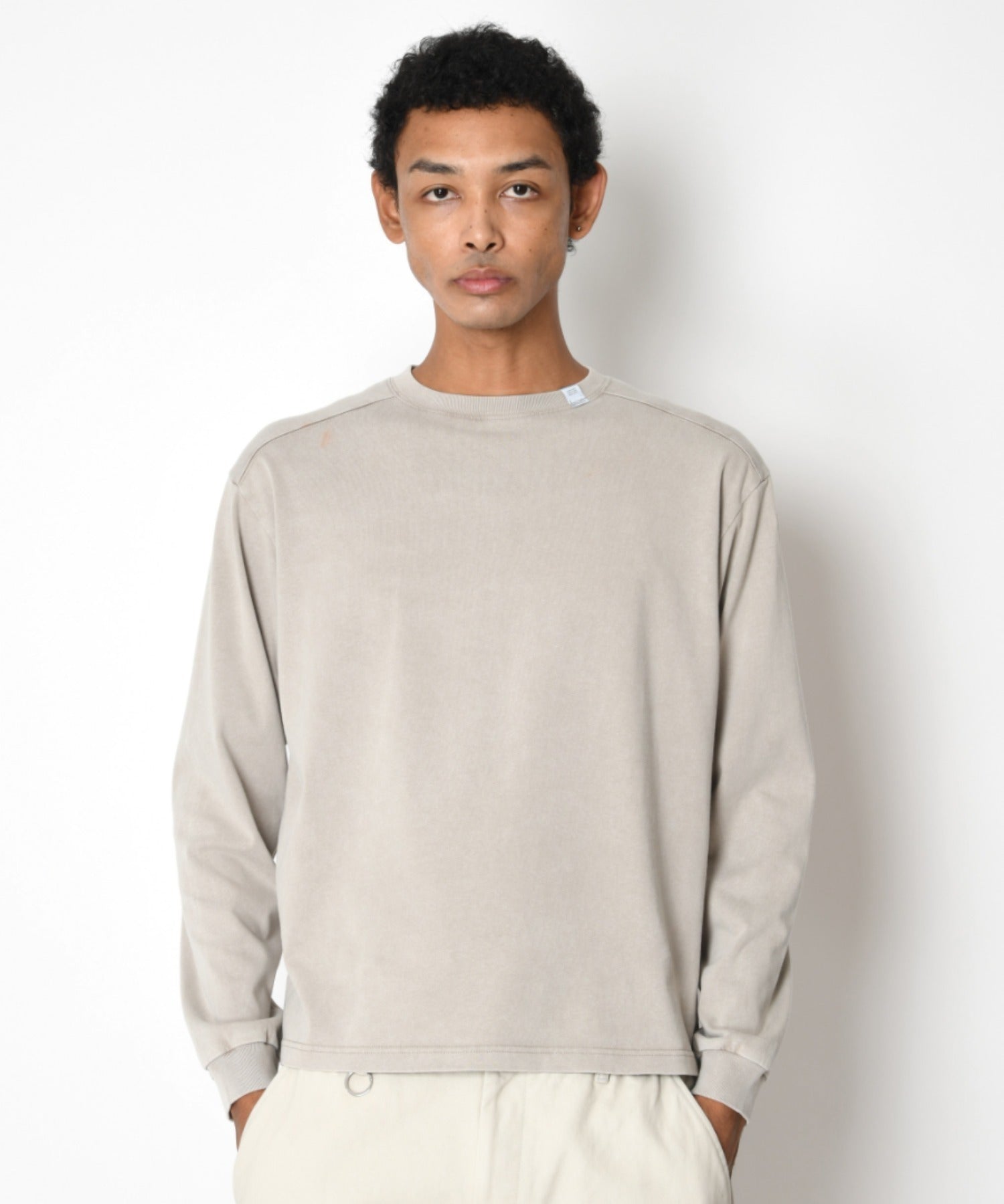 Pigment dyed L/S T-shirt (無地) - l.gray
