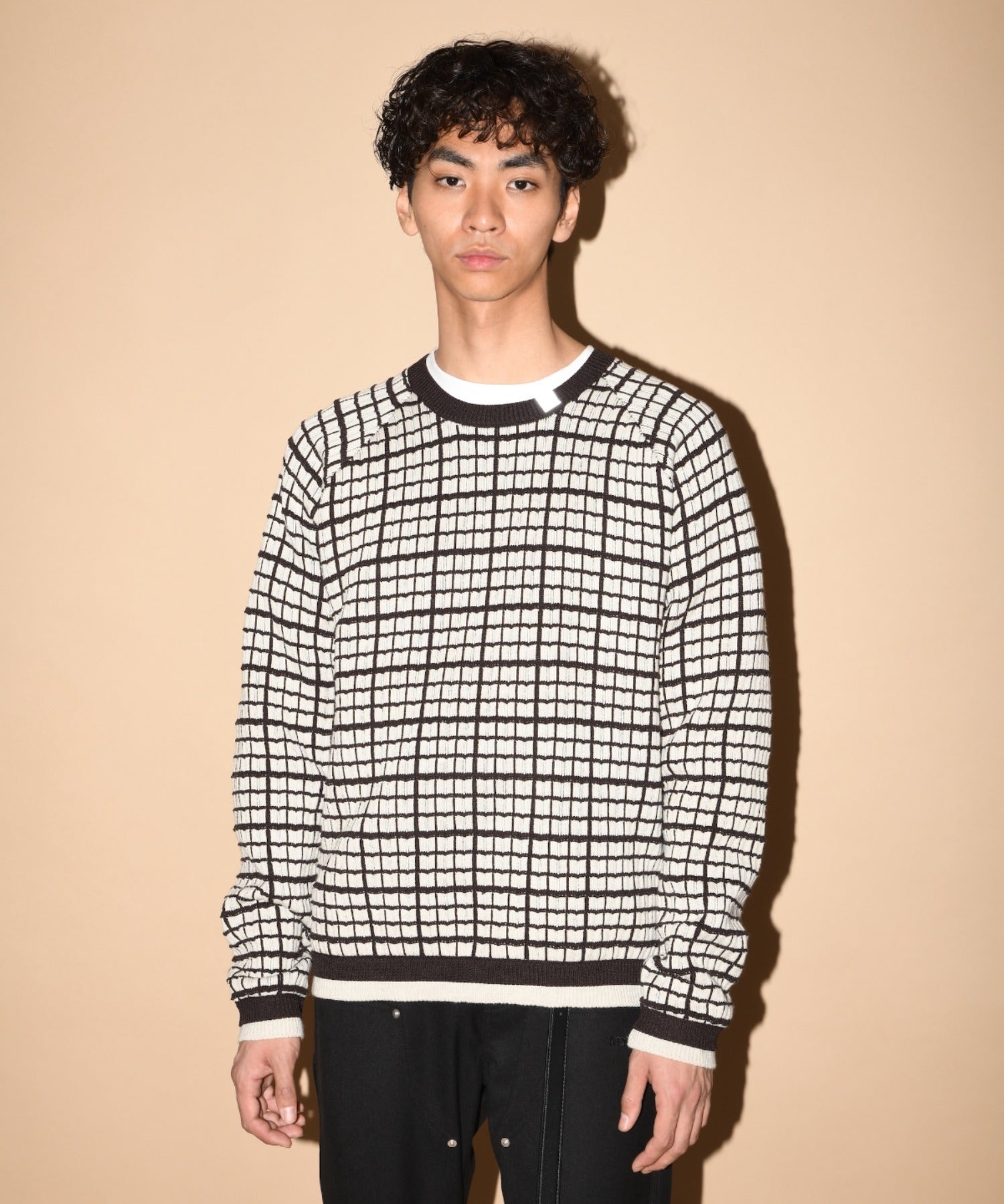 Graph check Knit Crew-neck - black/black