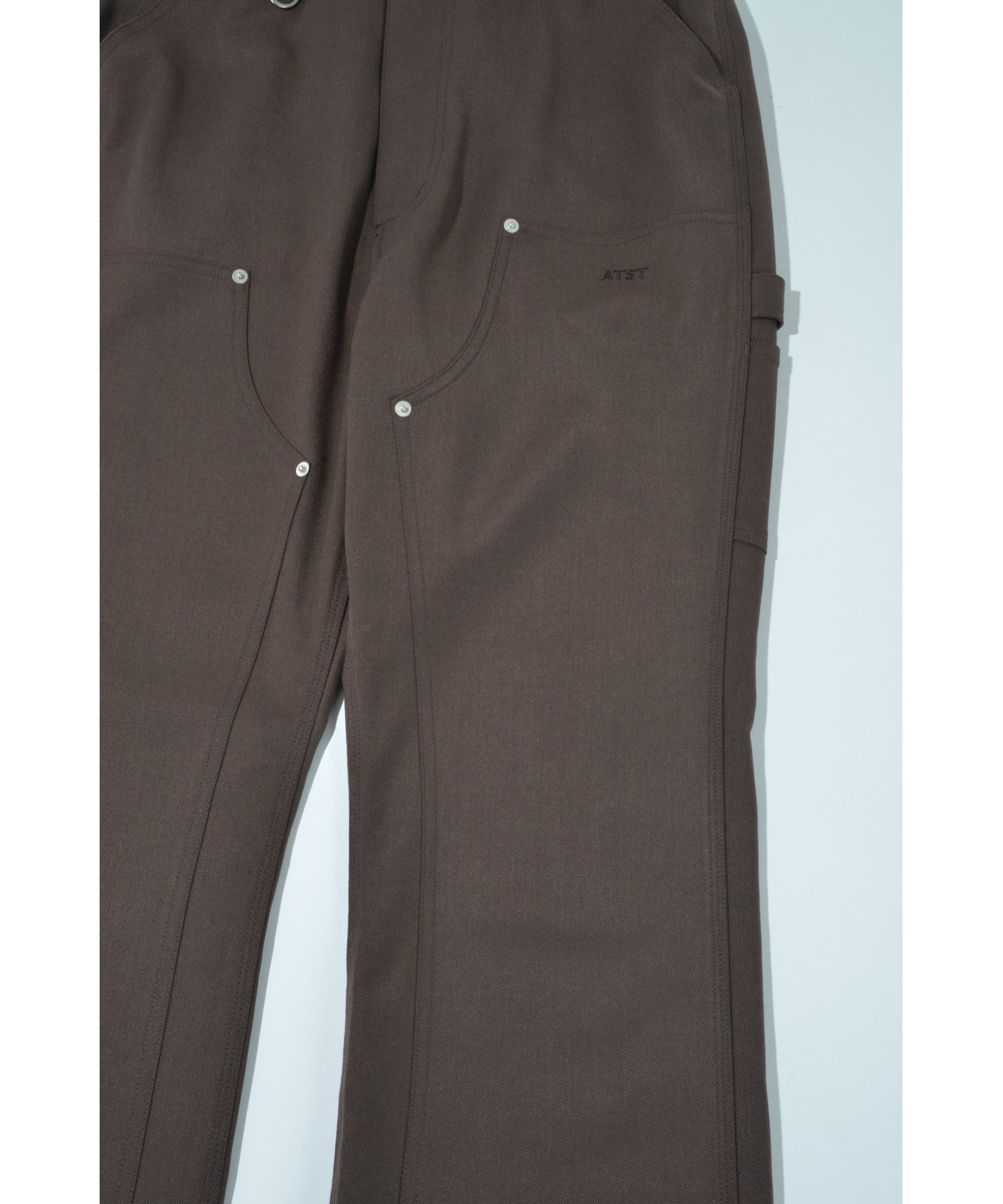 Layered hem Double knee Pants - black