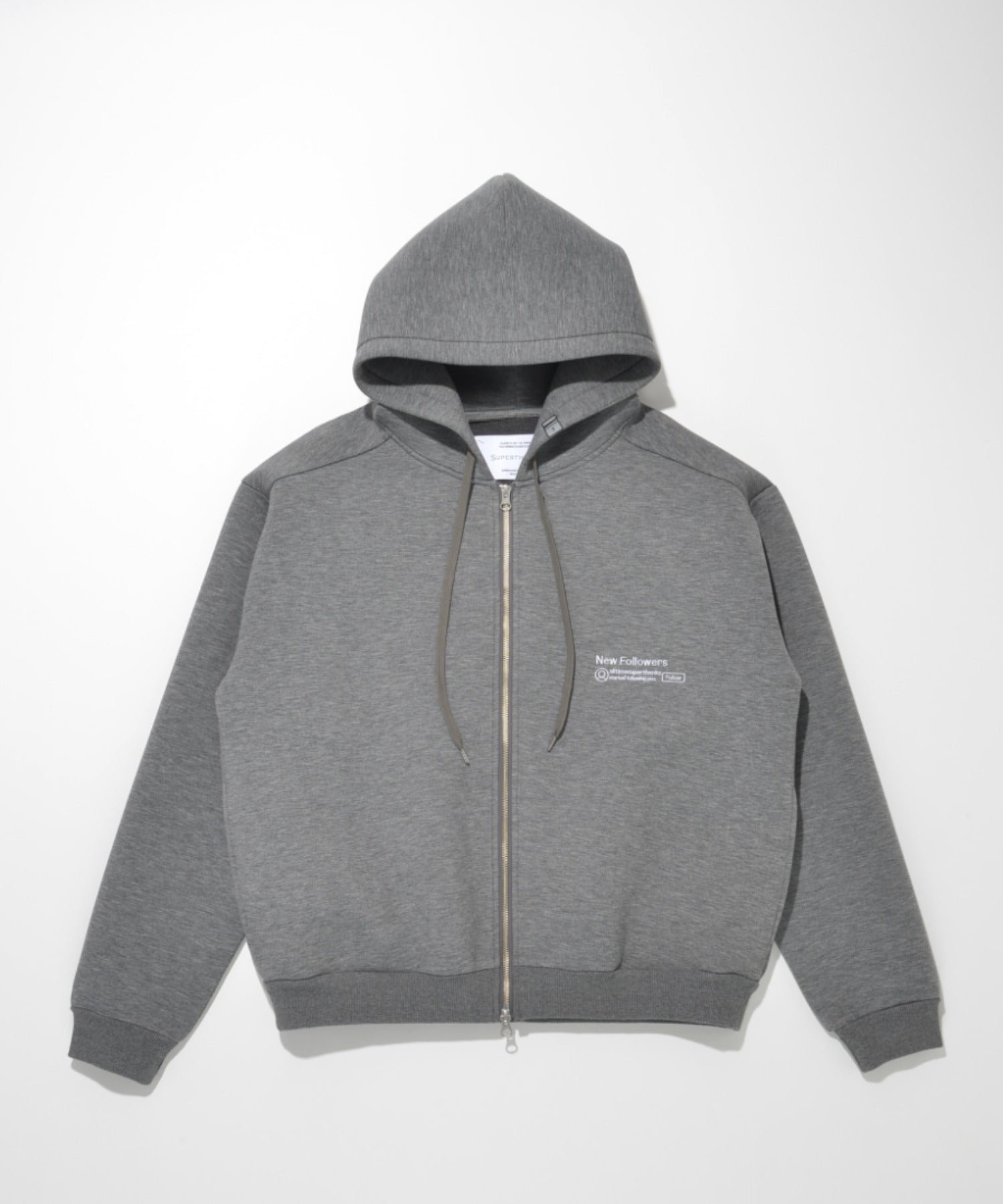 Double-knit Embroidery Zip-Hoodie - ash c.gray