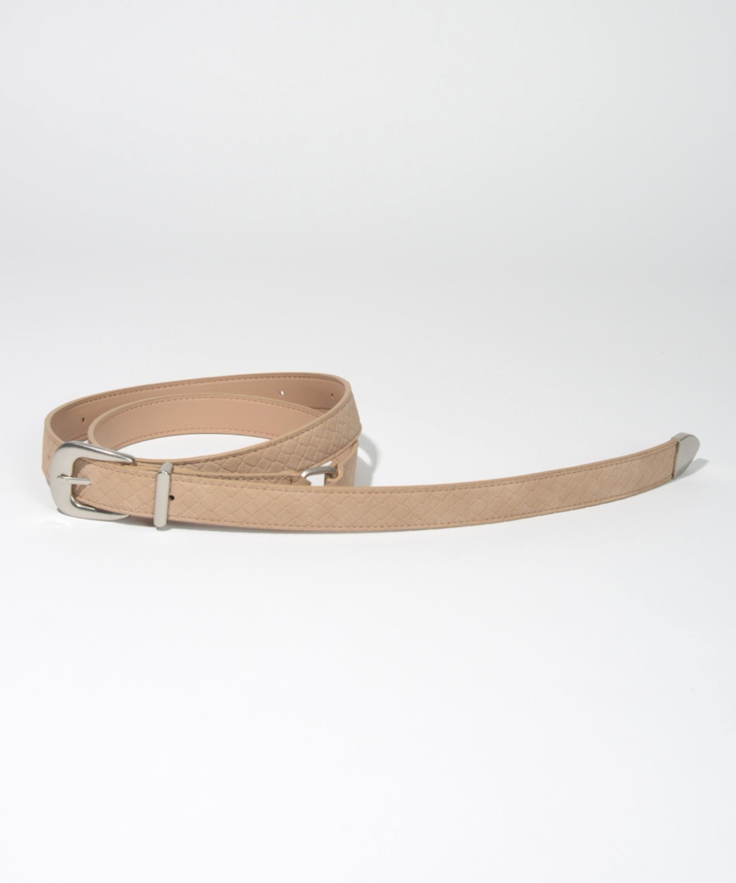 Long narrow suede mesh belt - gray