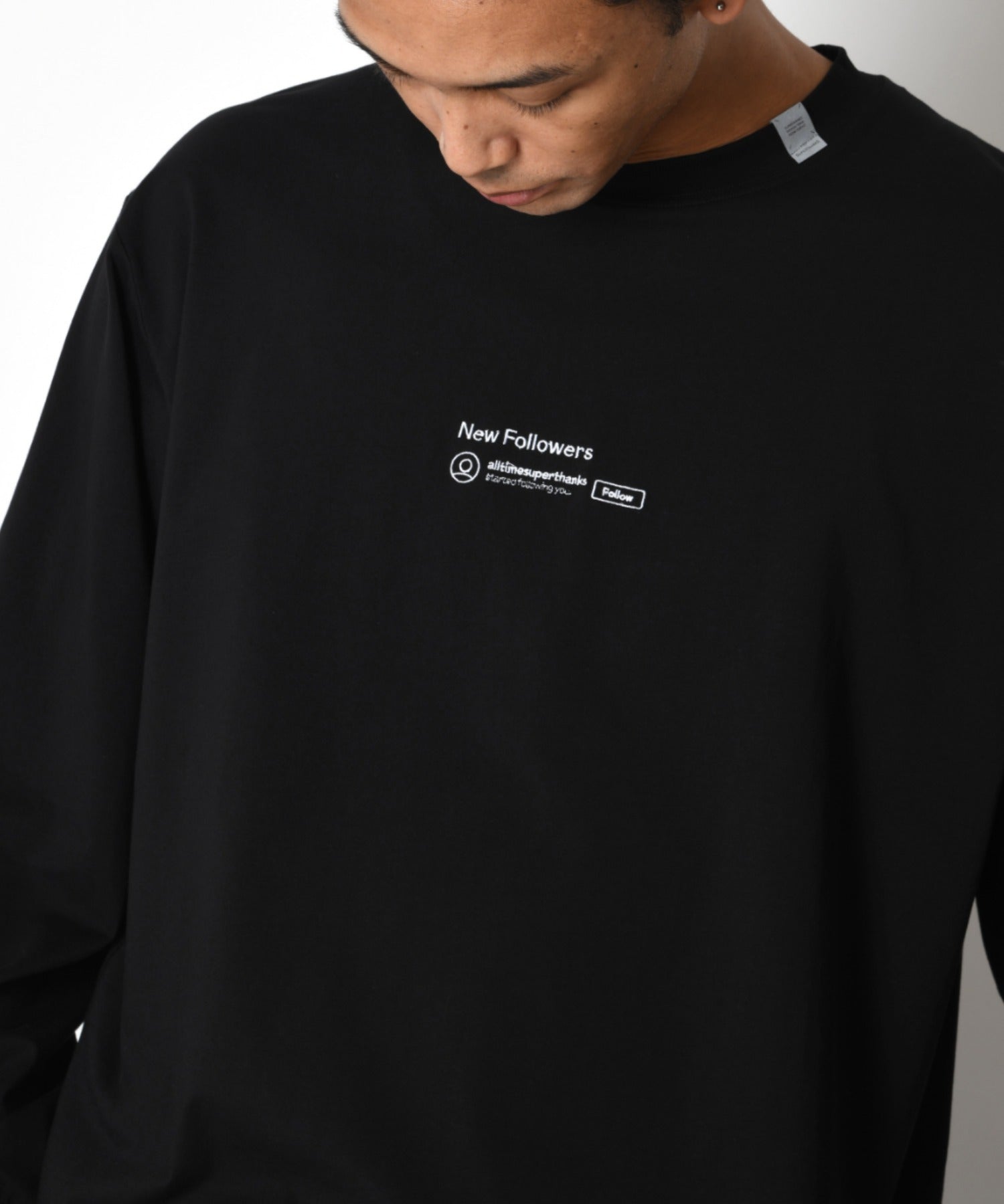 SBY Embroidery Refined L/S T-shirt - black