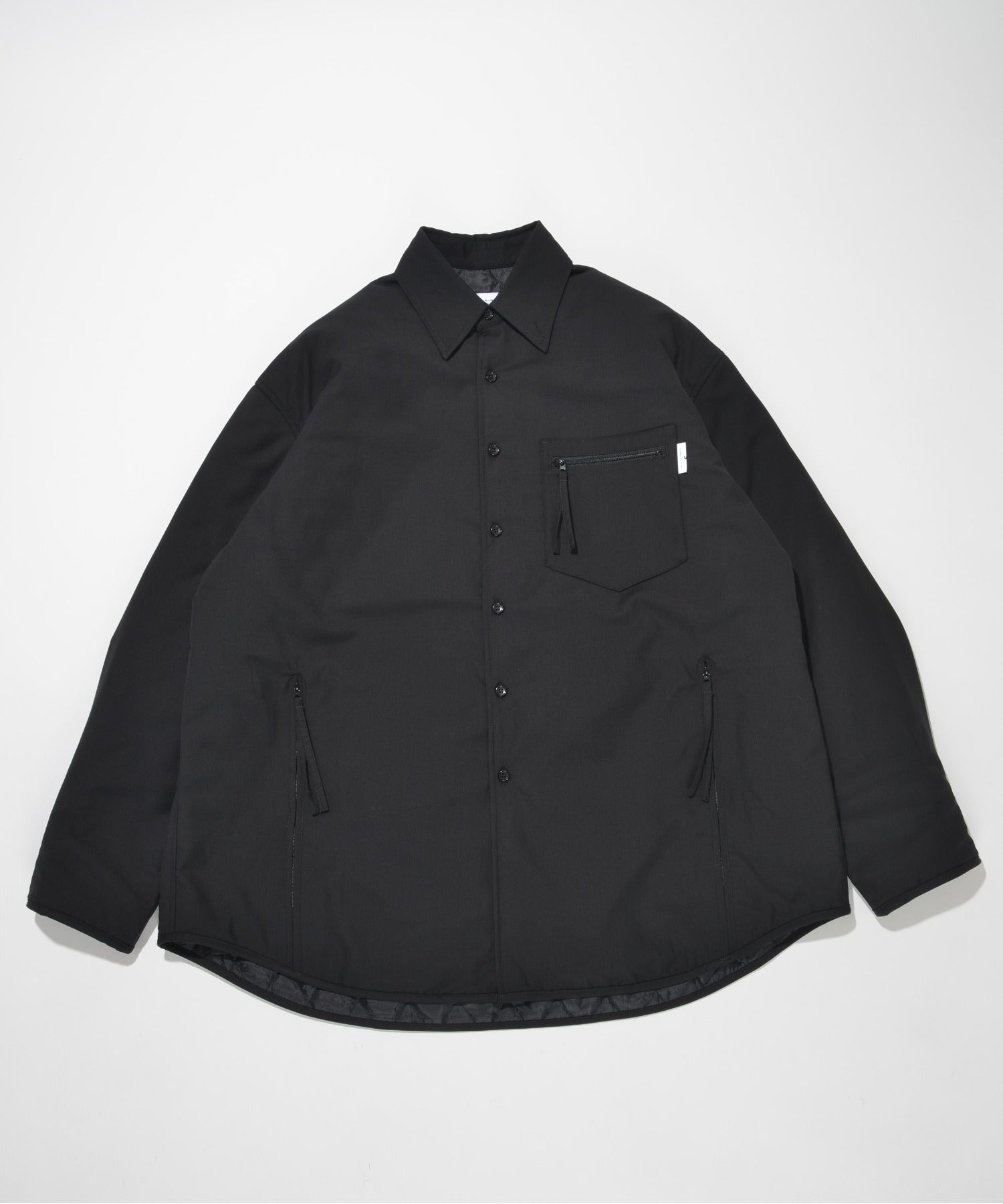 レトロカーディガンネルシャツ 無地ジャケットコート/Padded retro shirt jac - navy