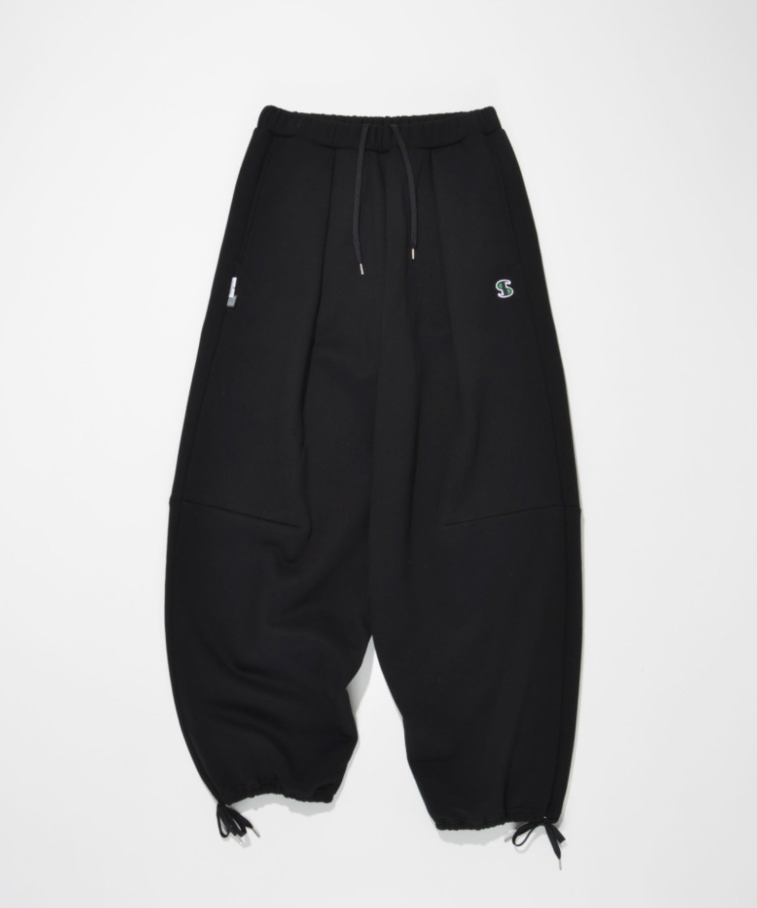 Wide tuck sweat trousers - black