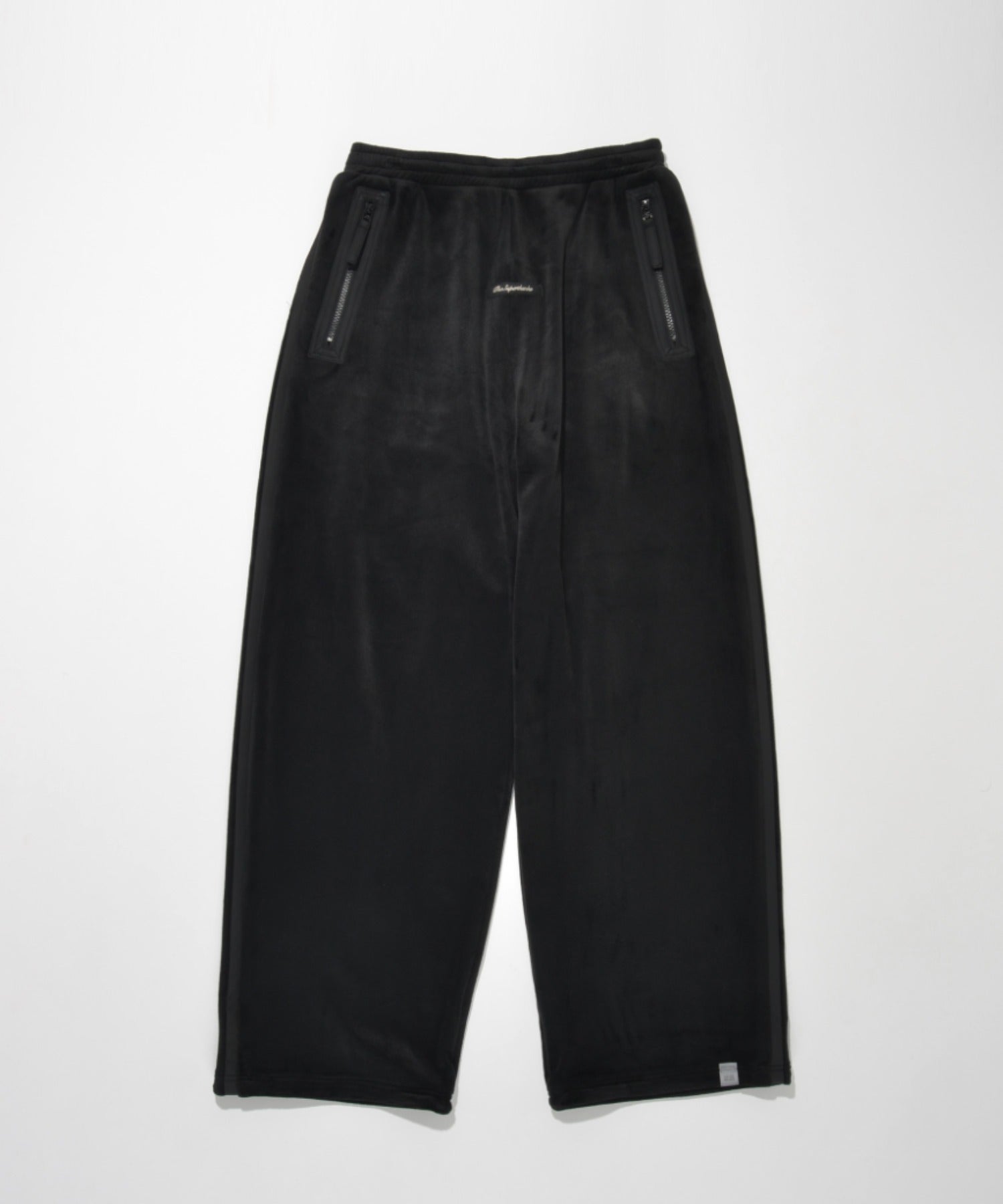 Velour barrel leg line pants - black/bk