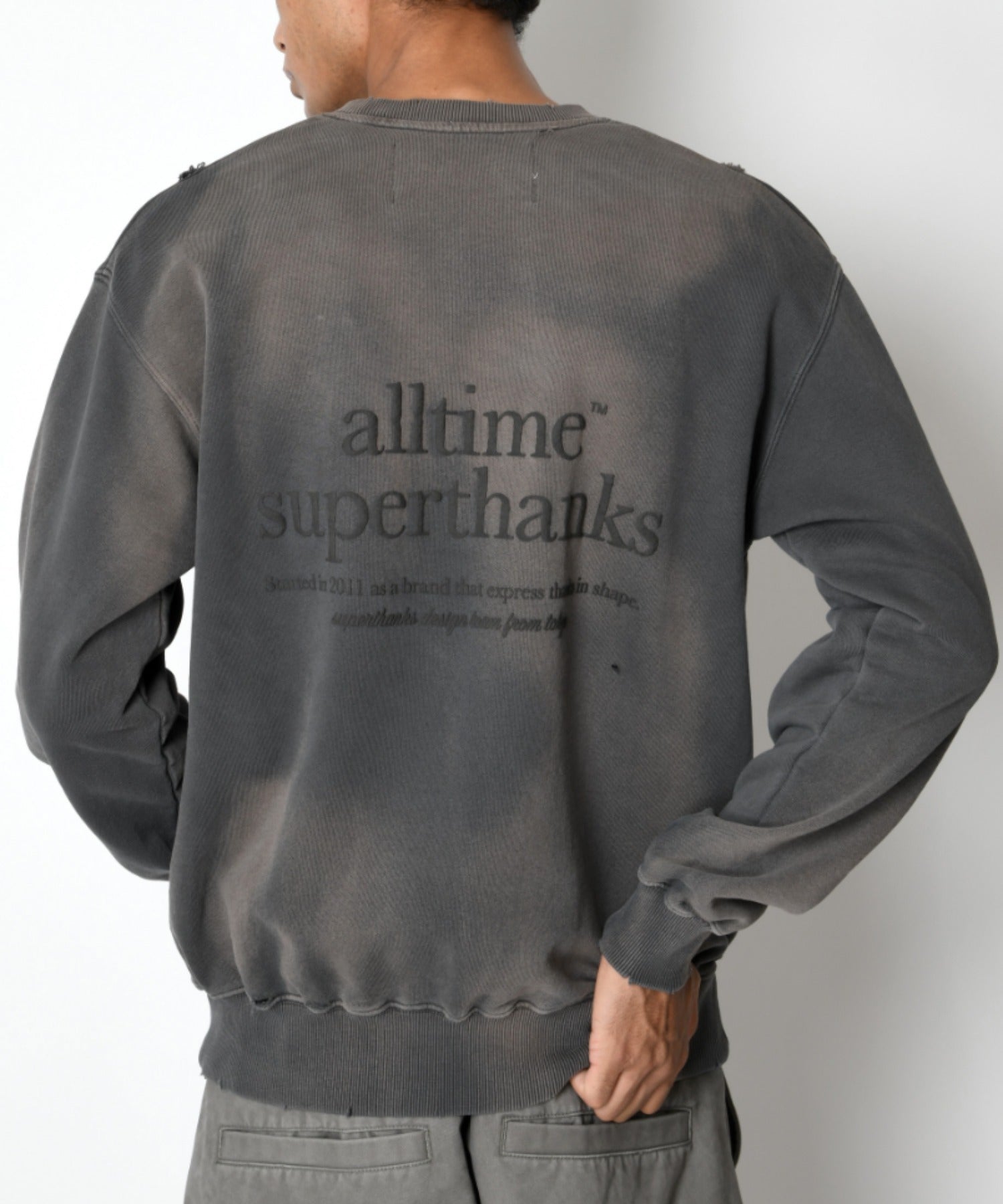 Vintage finishing Crew-neck Sweat - black
