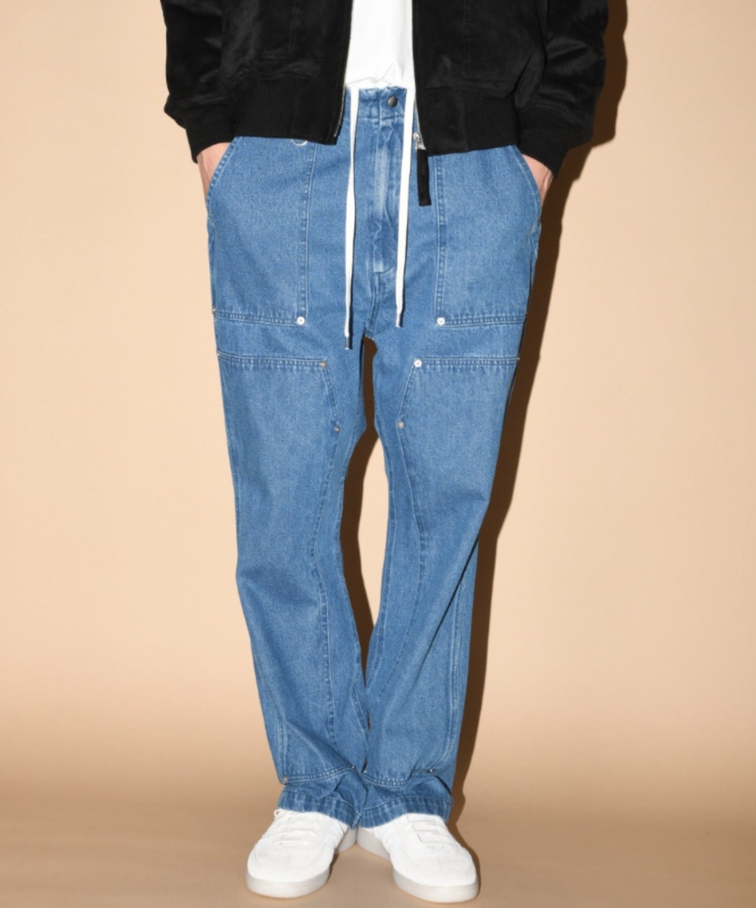 Double Knee Baker Pants- blue denim