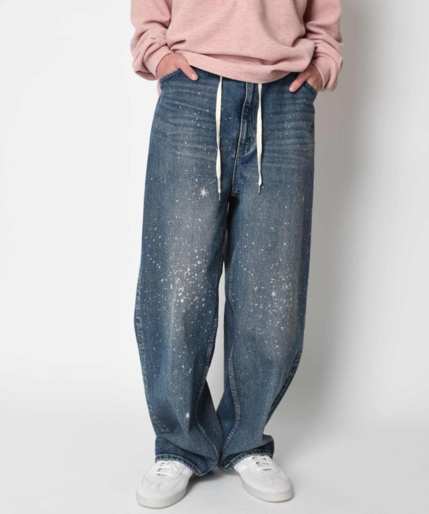 Space denim barrel leg jeans - blue denim