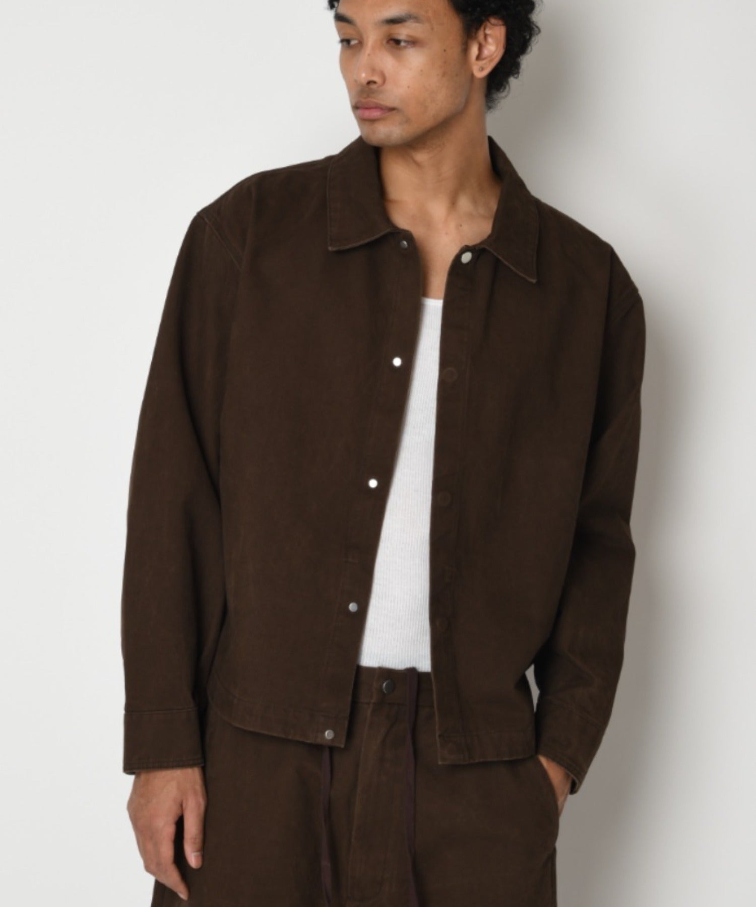 Pigment dyed Twill Shirt Jacket - gray