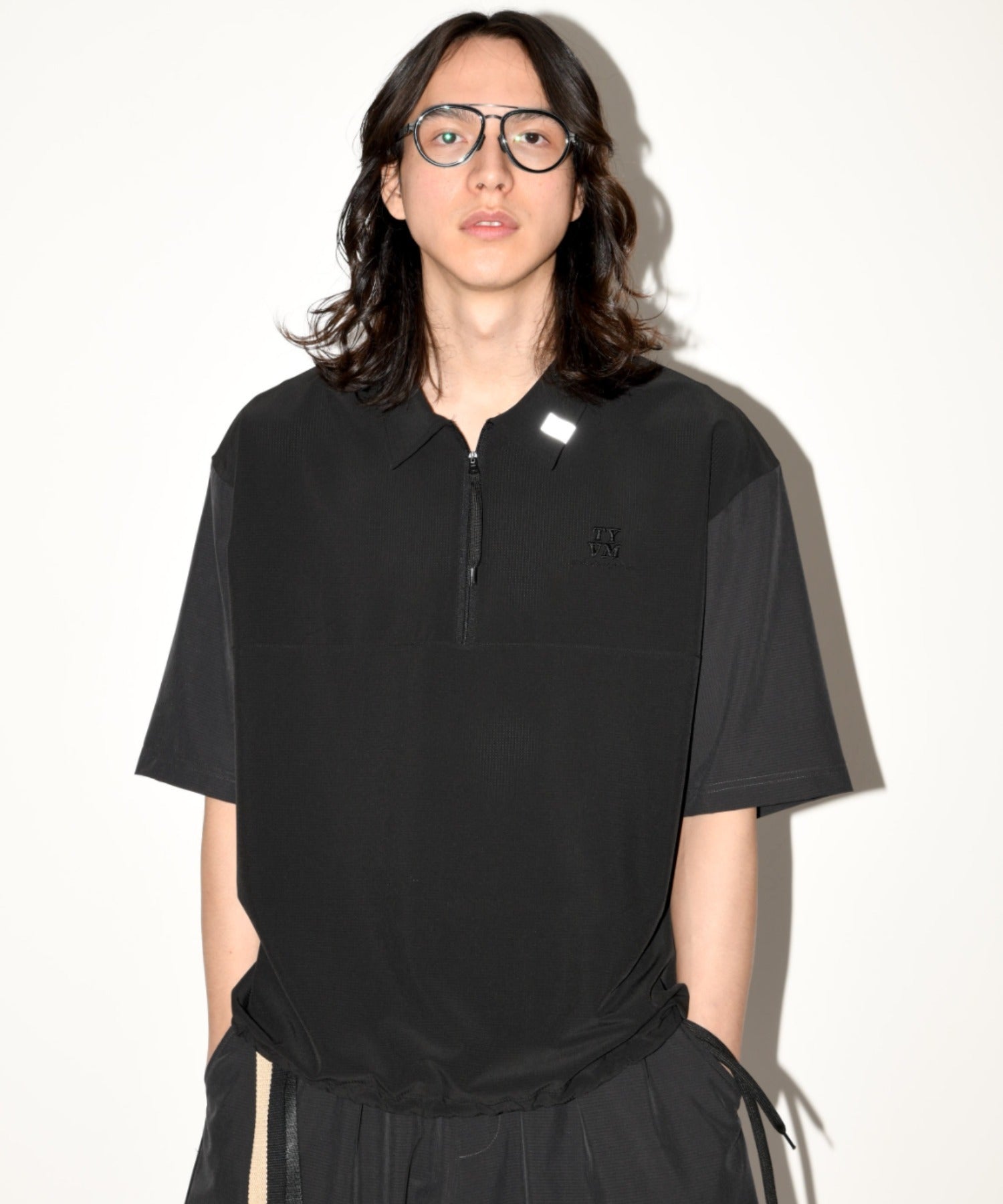 Technical S/S zip-pullover c.gray/black