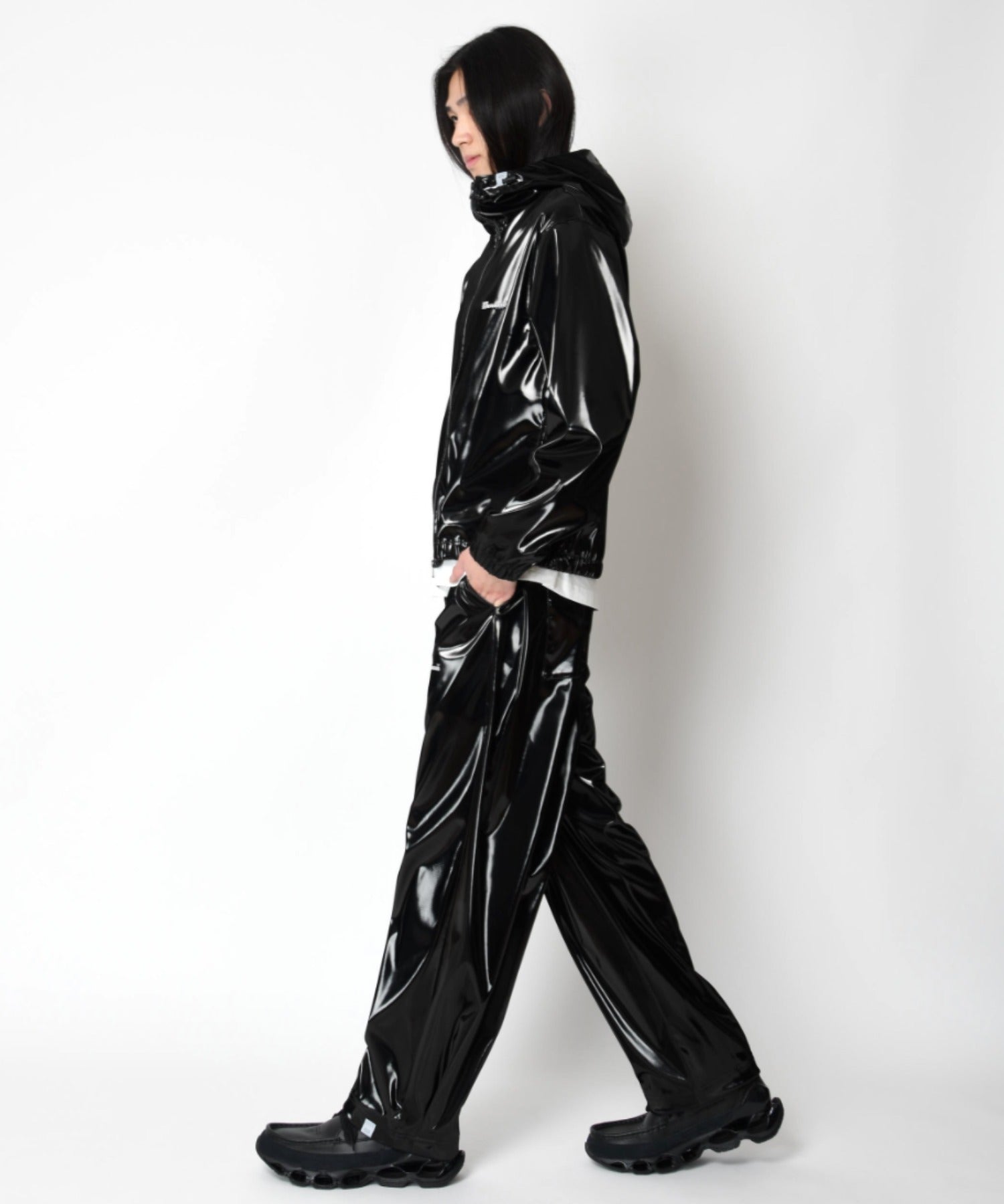 Side-tuck balloon pants - glitter black