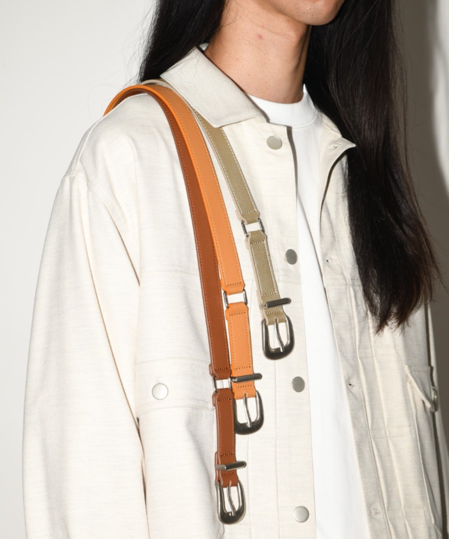 Long narrow belt - white