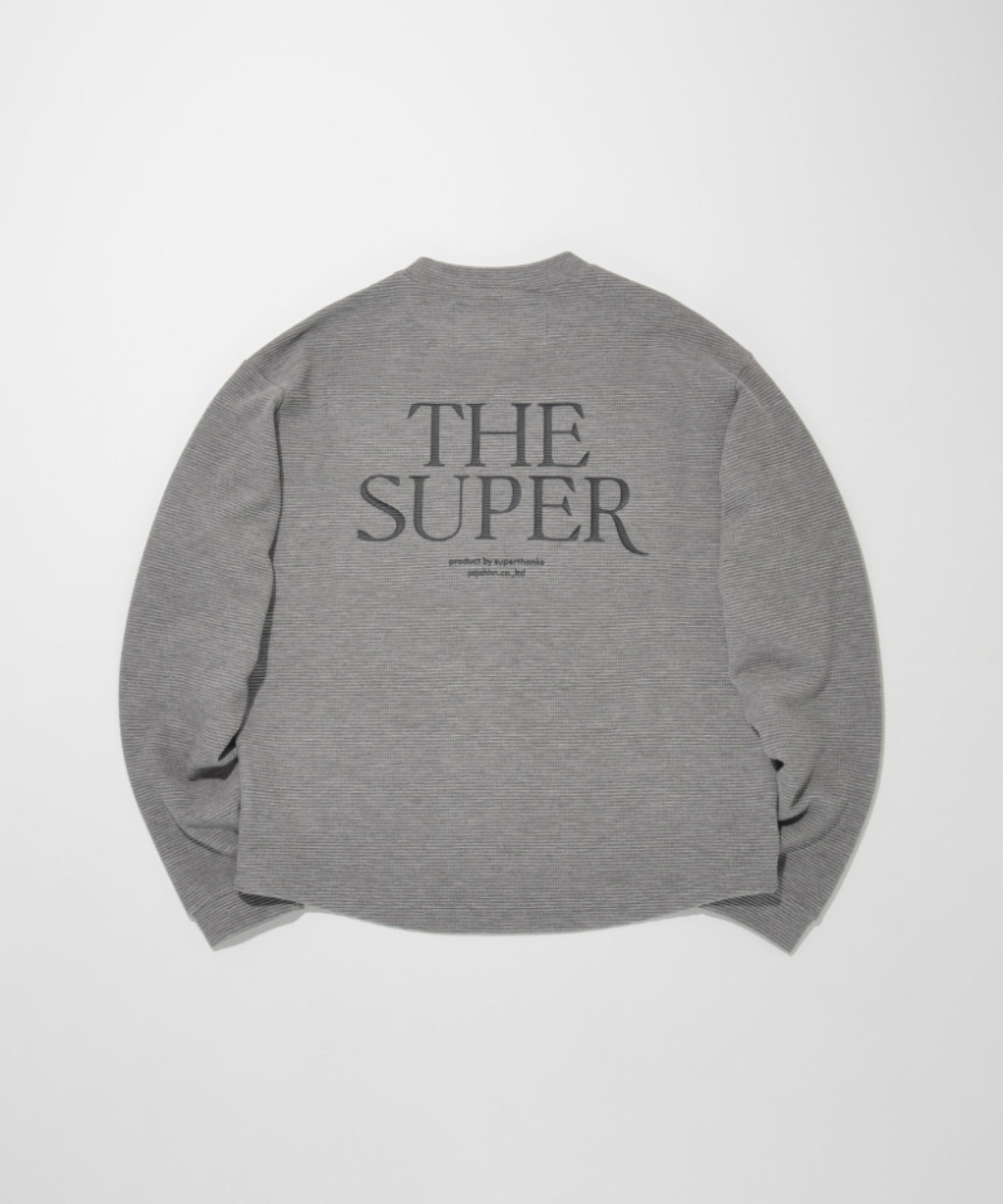 Waffle crew neck L/S T-shirt (back print) - gray