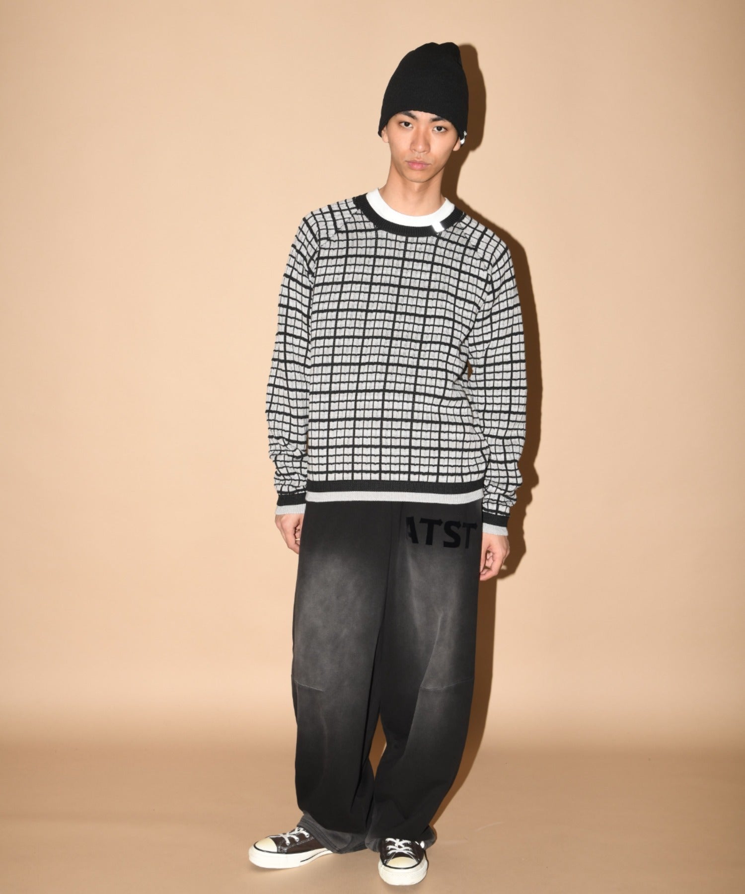 Graph check Knit Crew-neck - gray/black