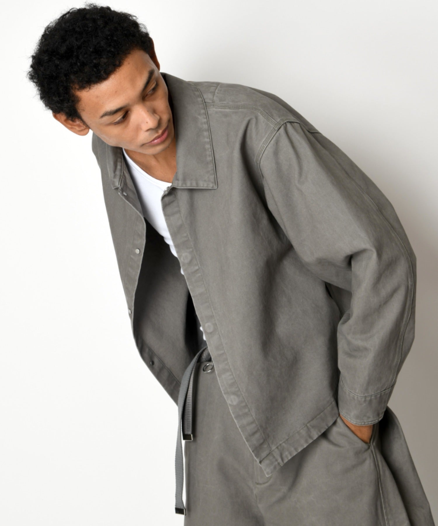 Pigment dyed Twill Shirt Jacket - gray