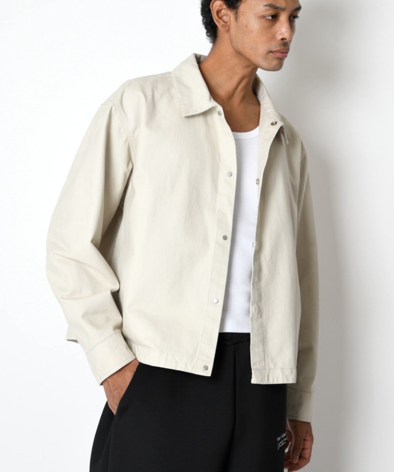 Pigment dyed Twill Shirt Jacket - ivory