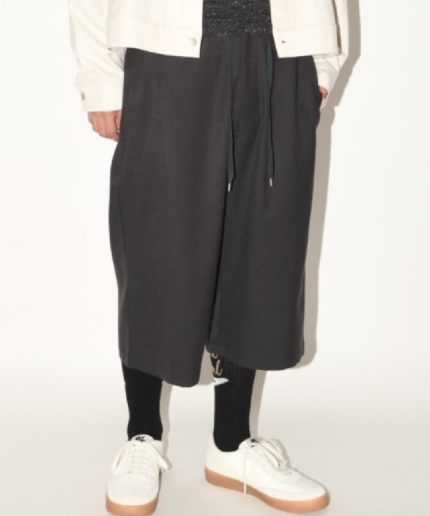 Cropped wide trousers - oatmeal
