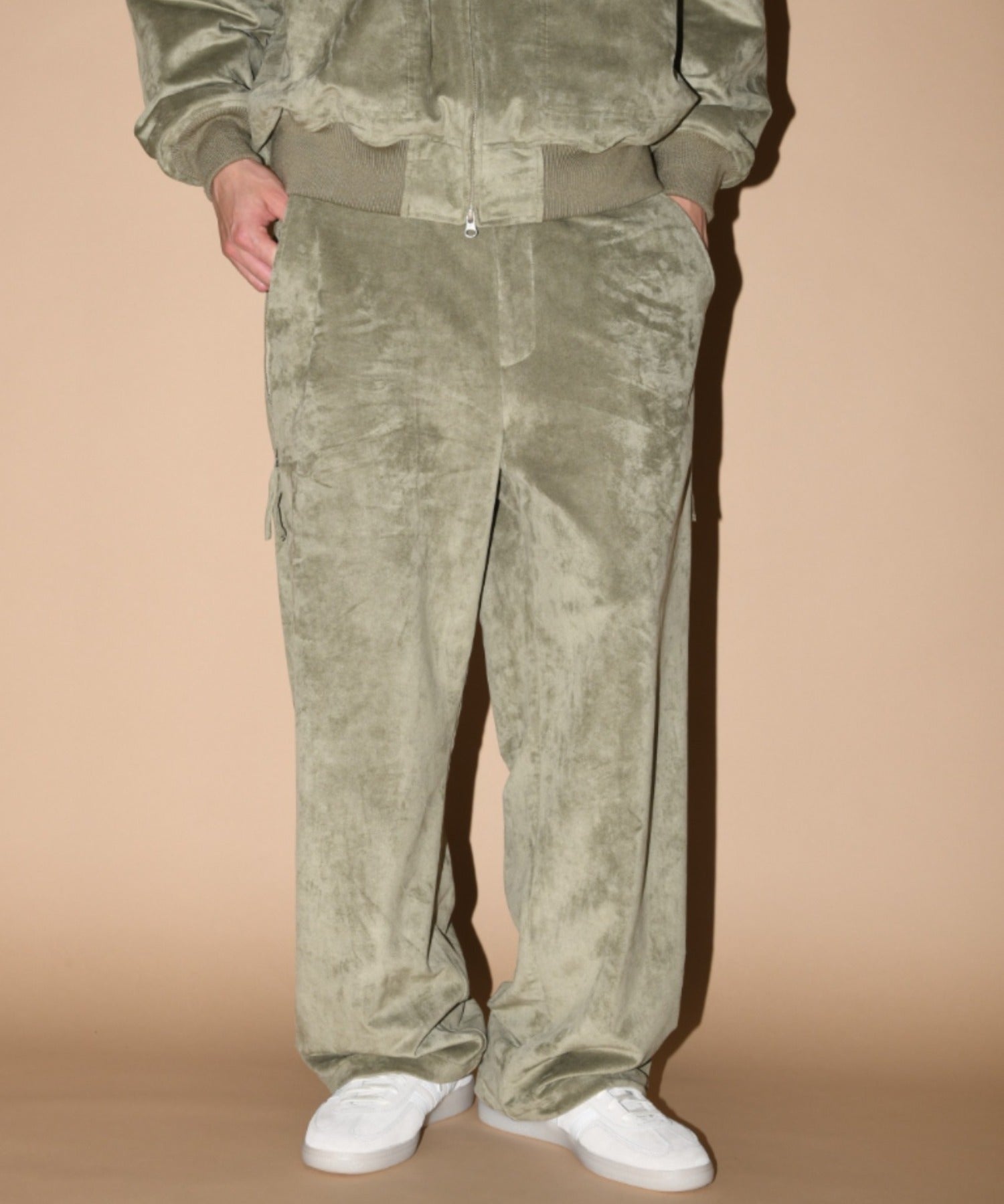 Faux Suede Side-zip Wide Pants - black