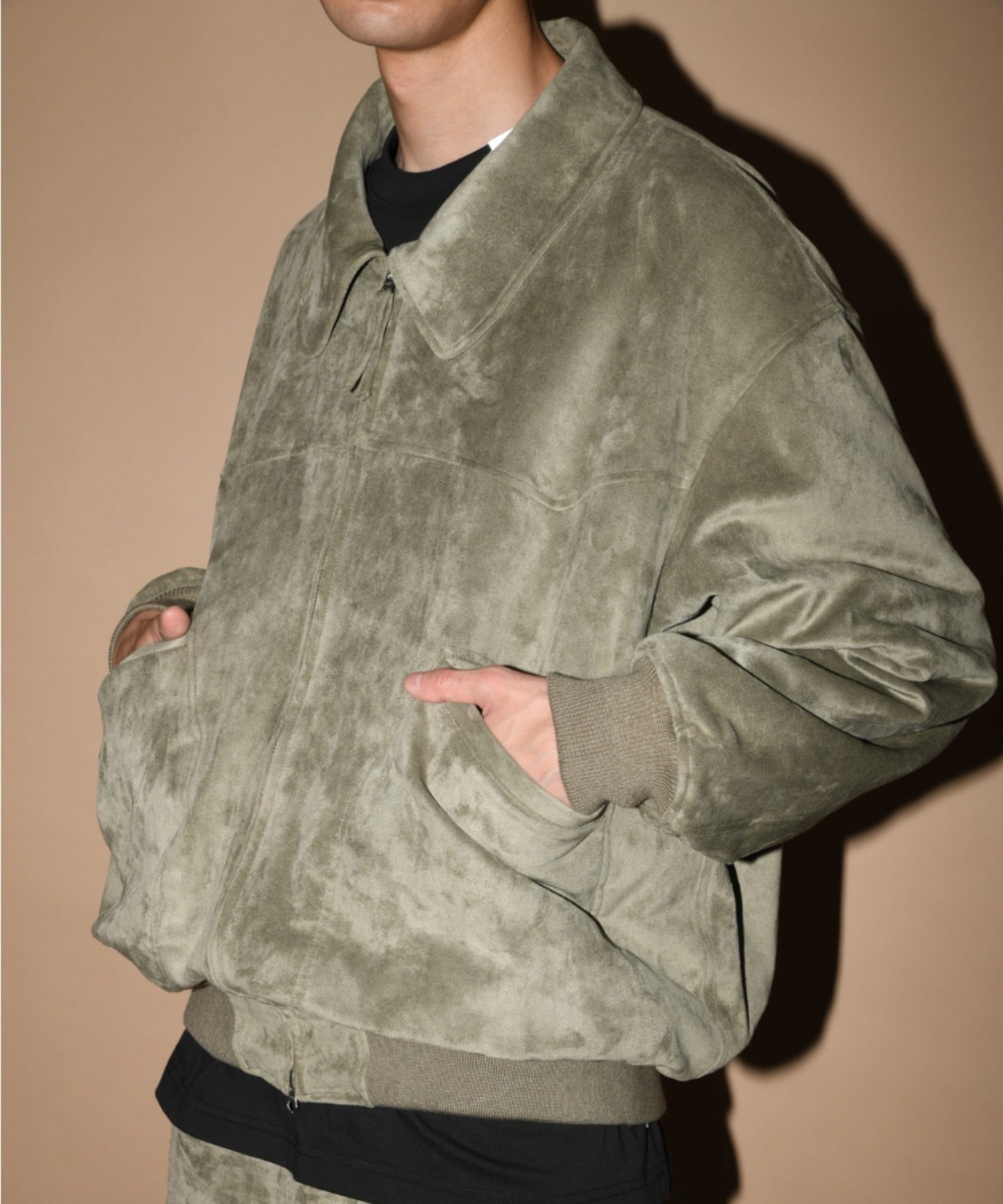 Faux Suede Padded Blouson (CWU-Type) - black