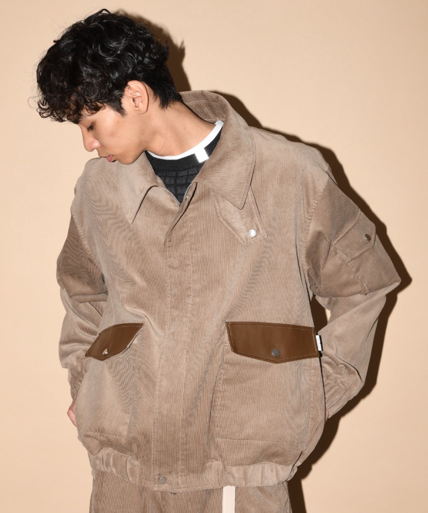 Corduroy Harrington Jacket- brown