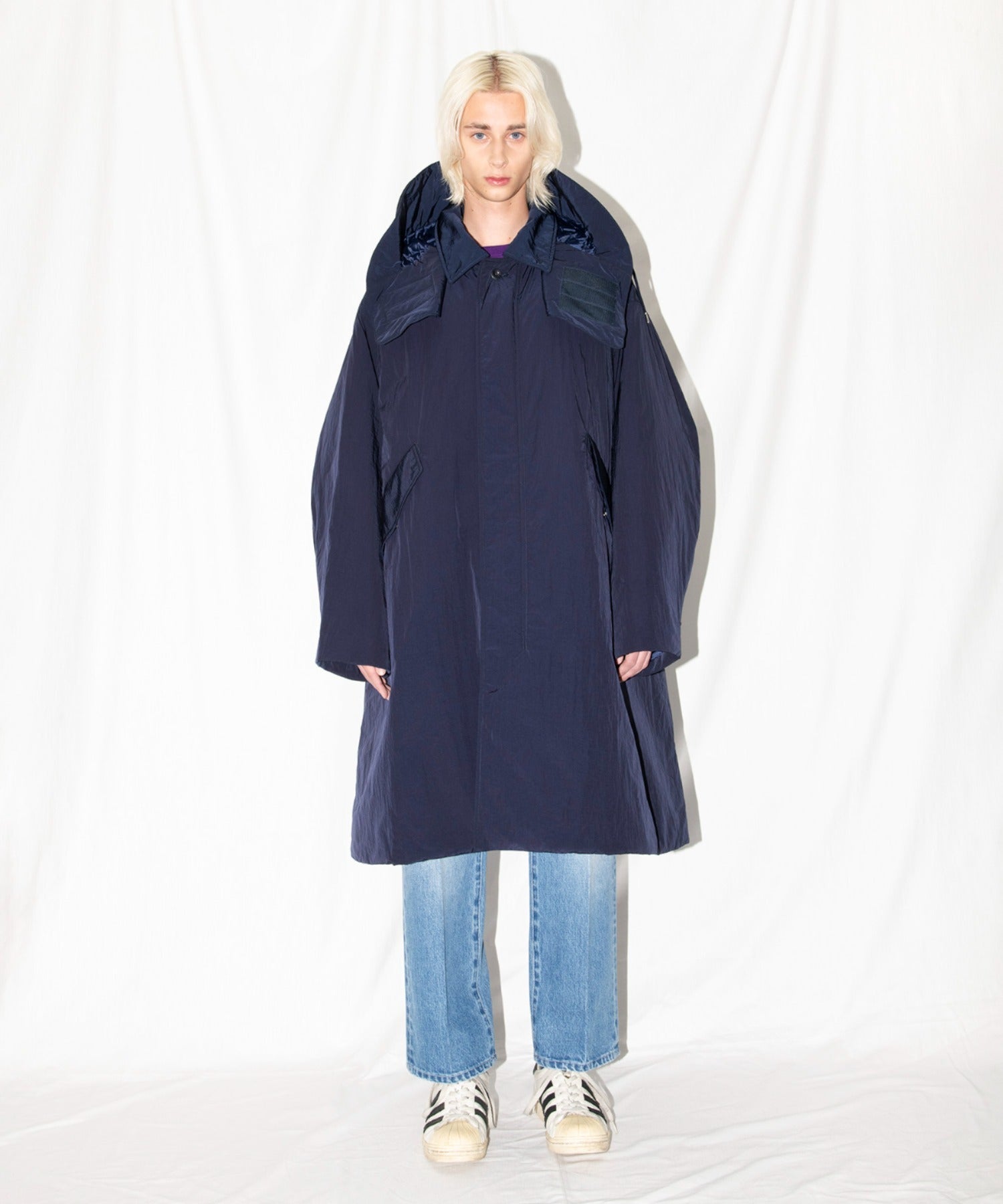 2WAYモッズコート×ステンカラーコート/Soutien collar field coat - navy