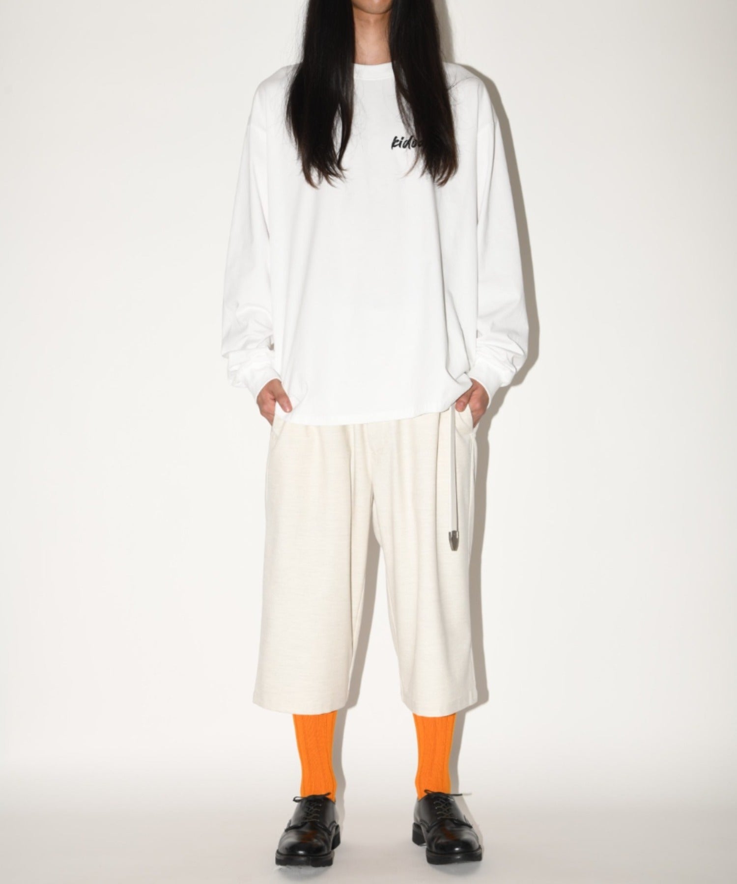 Cropped wide trousers - oatmeal