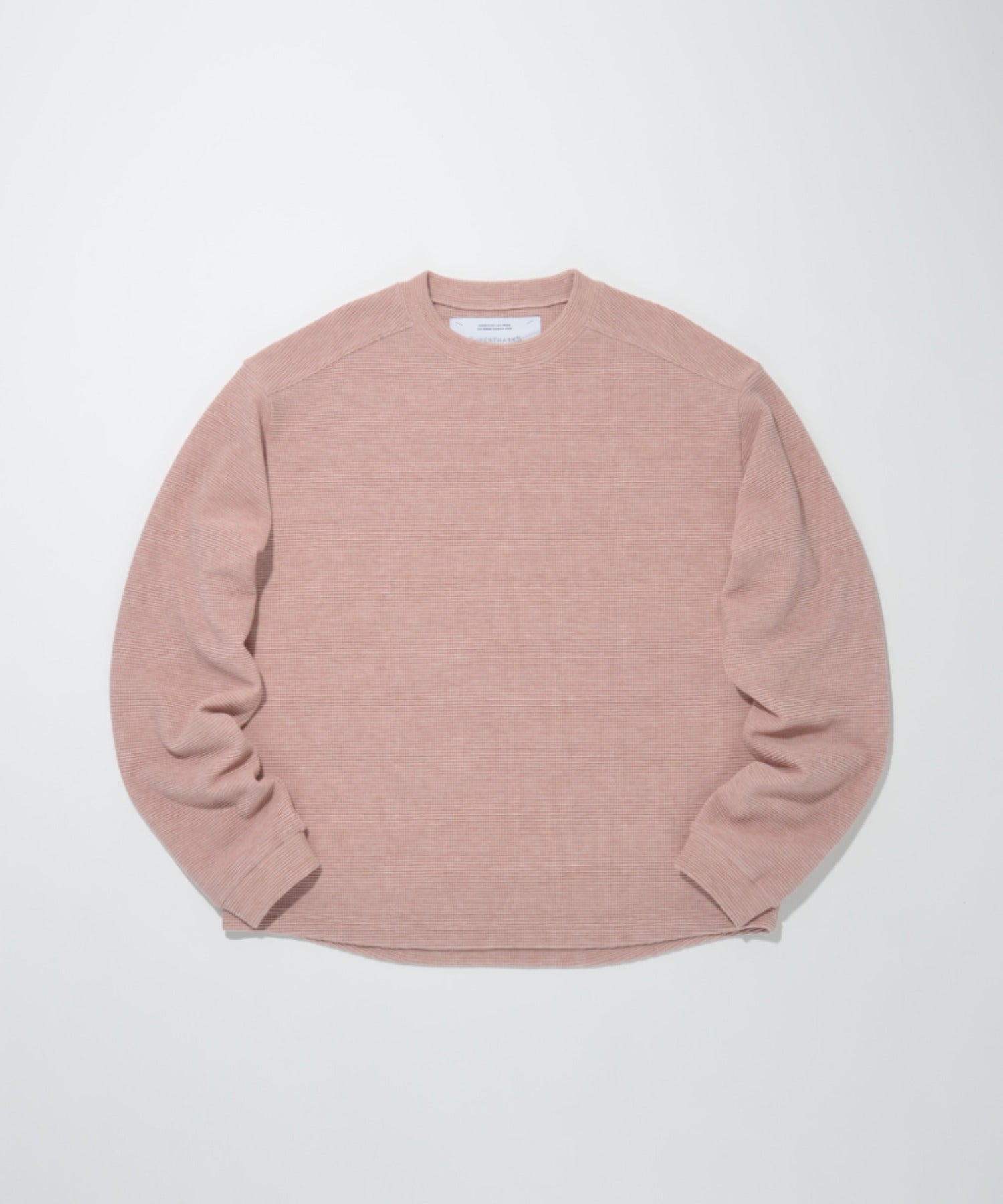 Waffle crew neck L/S T-shirt - pink