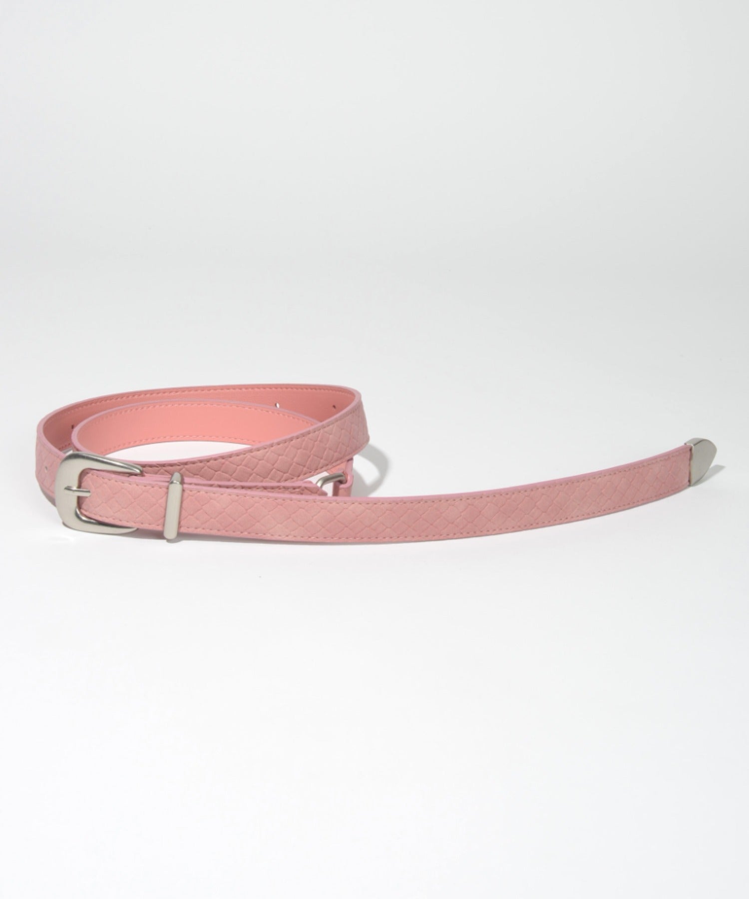 Long narrow suede mesh belt - gray