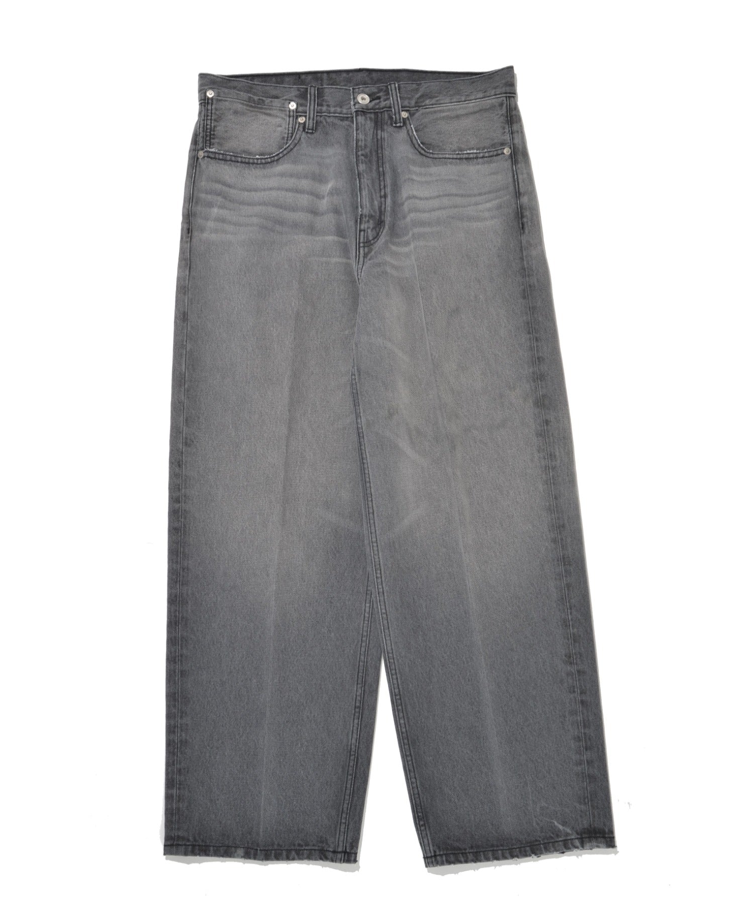Washed baggy denim trousers - wash black