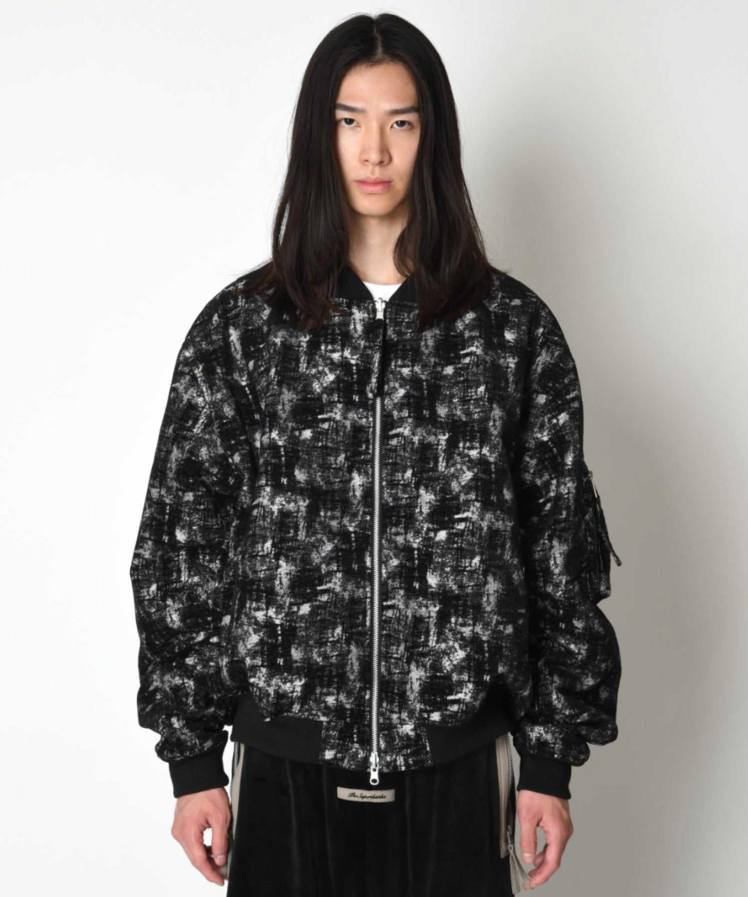 Mix jacquard Reversible Flight jacket - white-black
