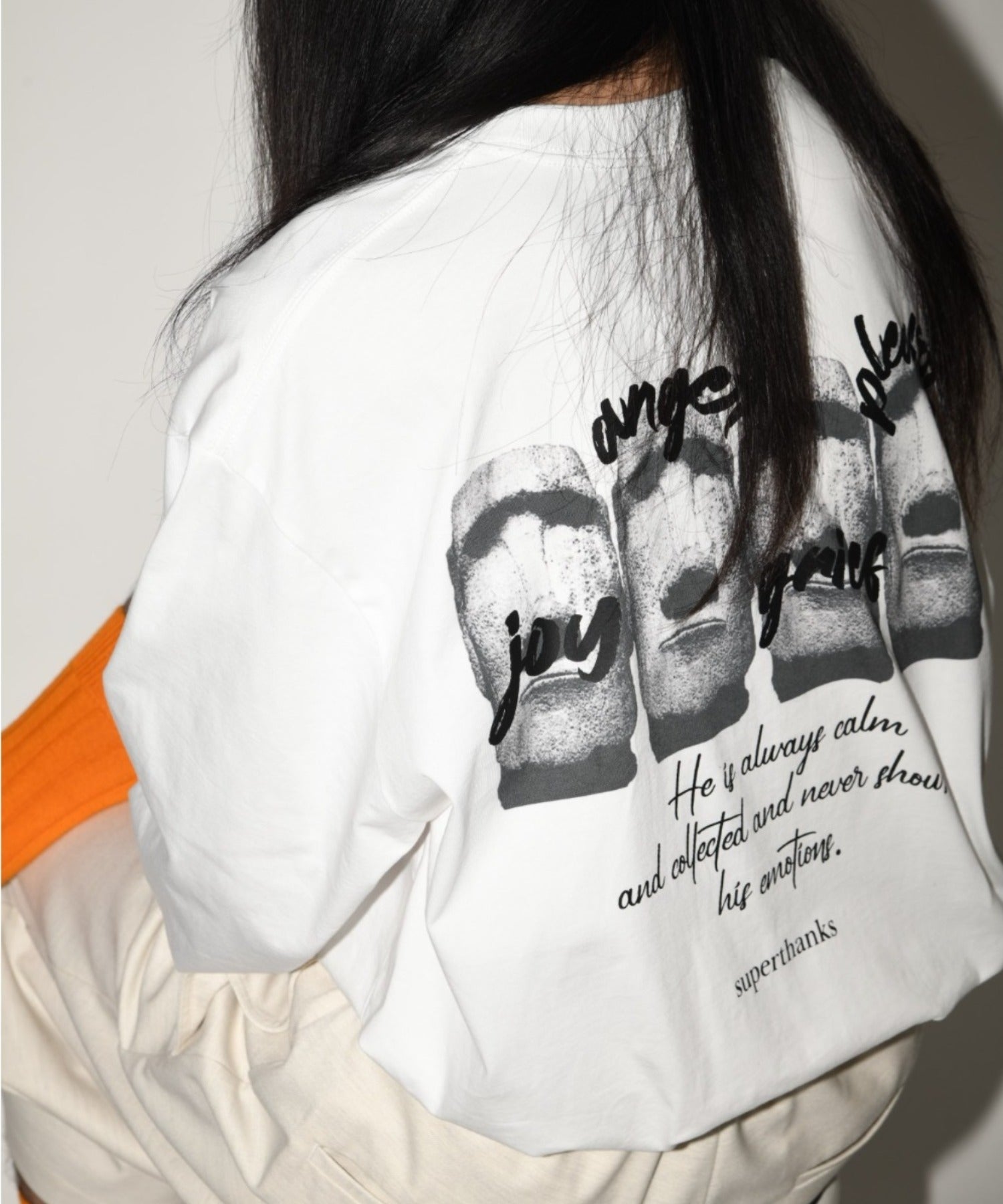 "kidoairaku"L/S T-shirt - white