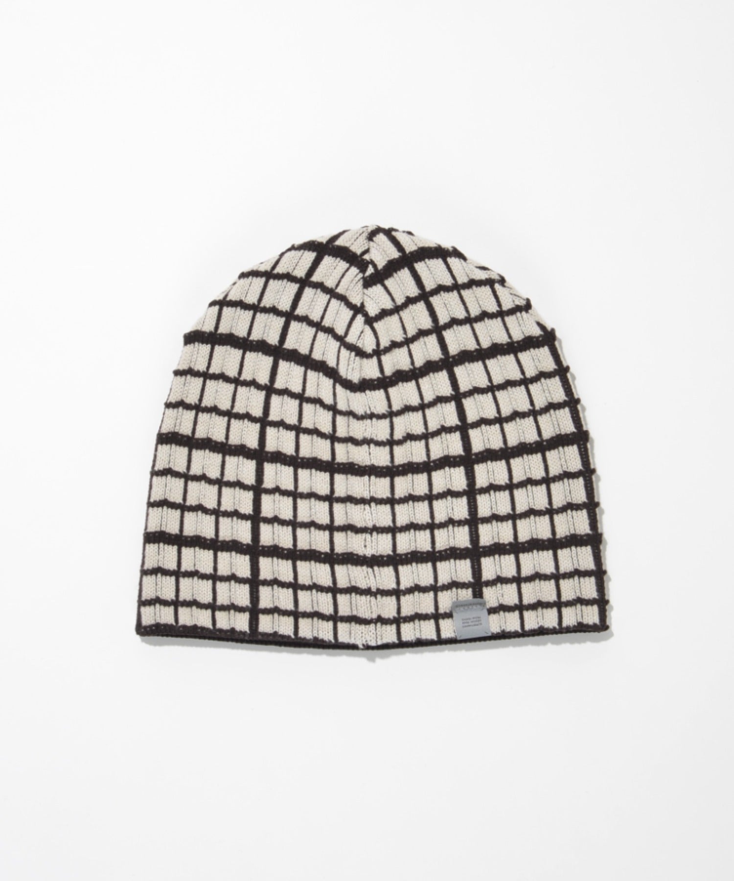 Graph check Knit Reversible Beanie - c.gray/black