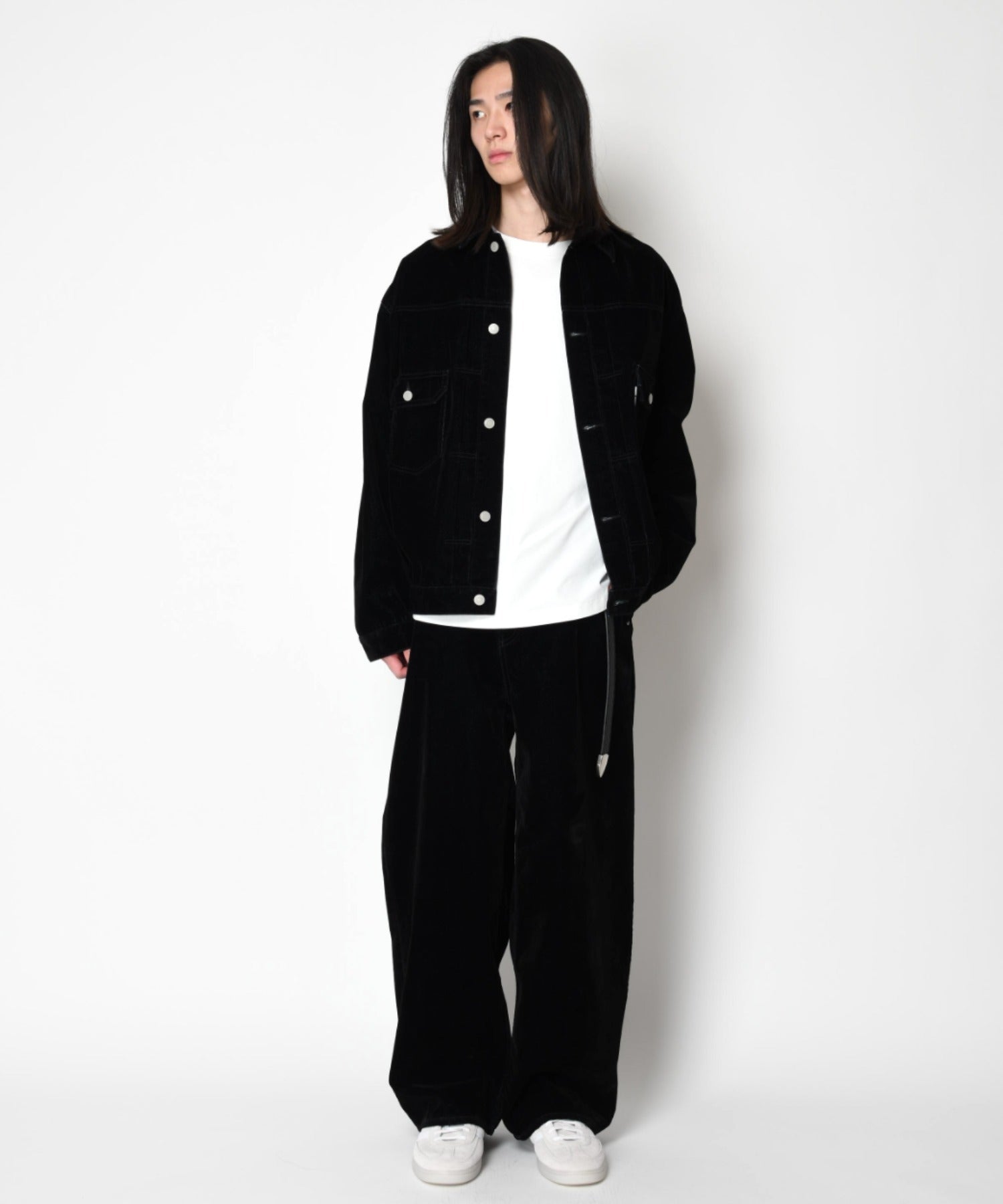 Black flocky denim type2-jacket - onewash black