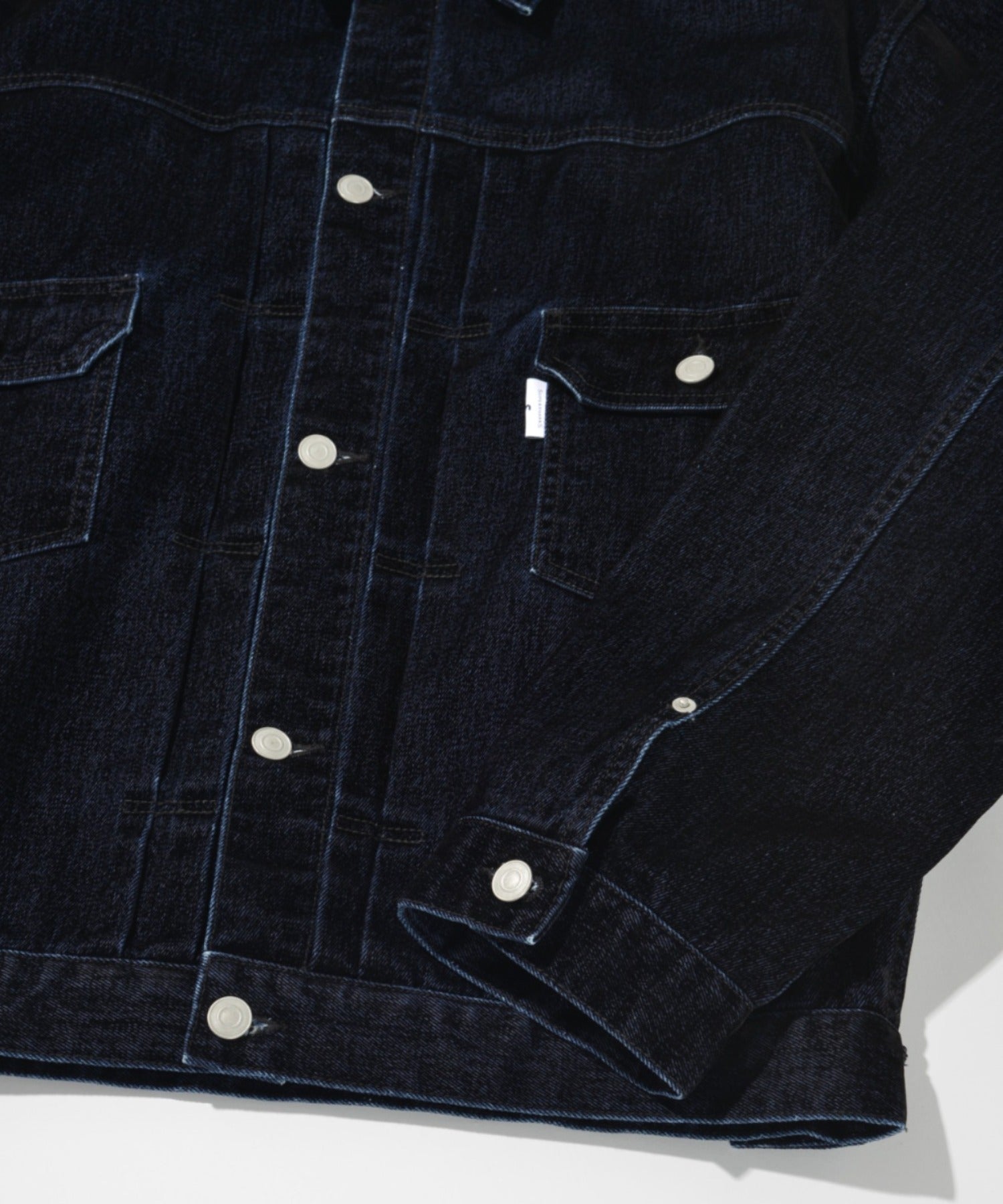 Black flocky denim type2-jacket - biowash black