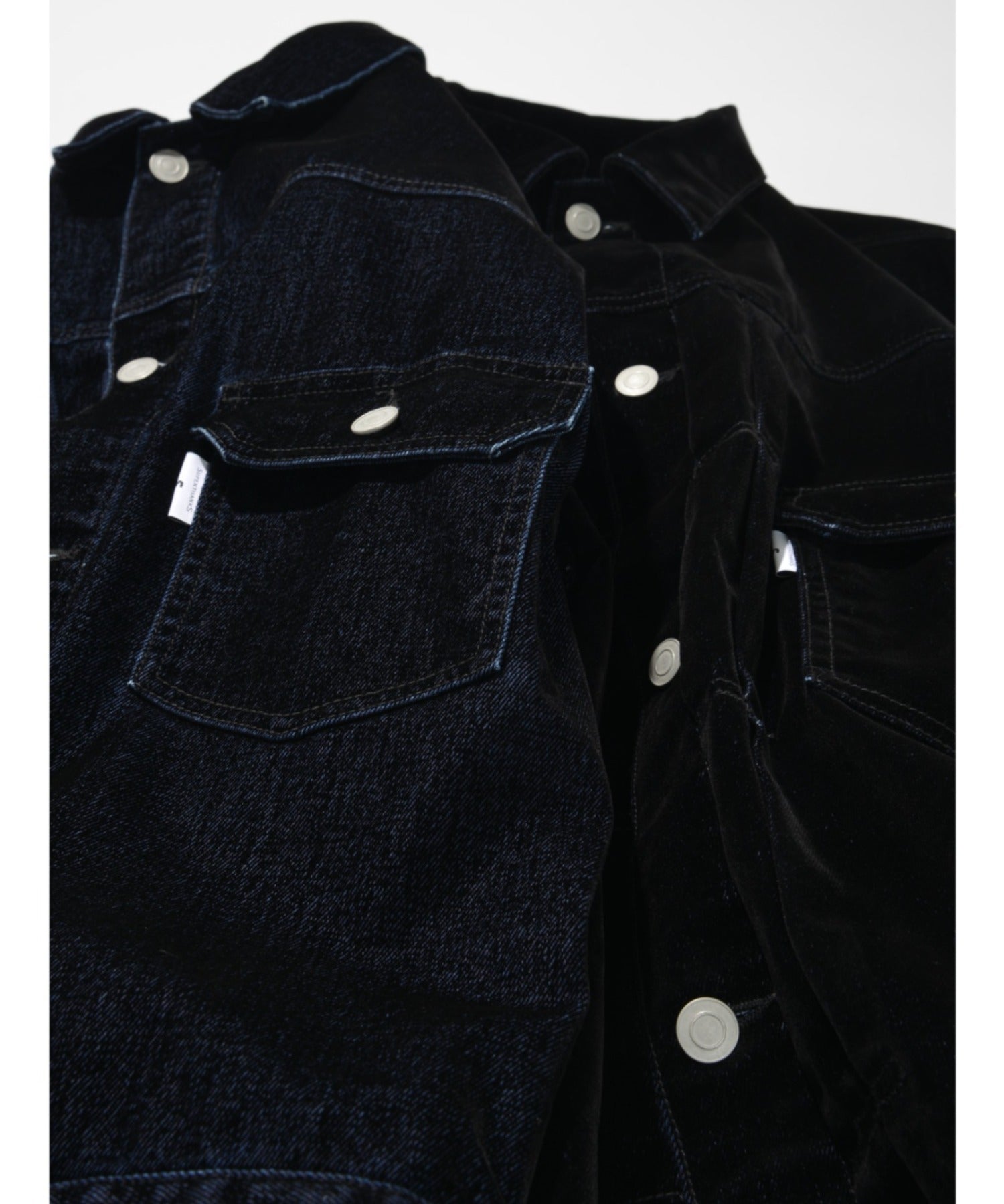 Black flocky denim type2-jacket - biowash black